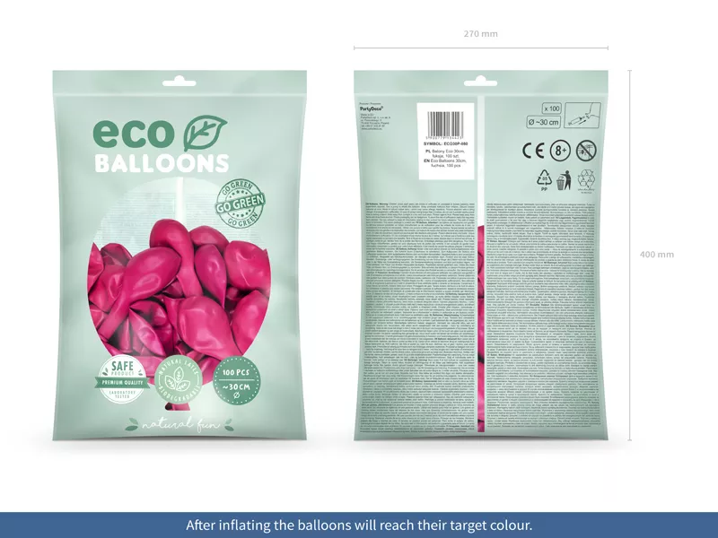 100 palloncini pastello eco rosa 30cm