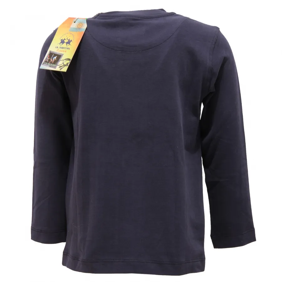2325V maglia bimbo LA MARTINA JUNIOR blue cotton long sleeve t-shirt boy