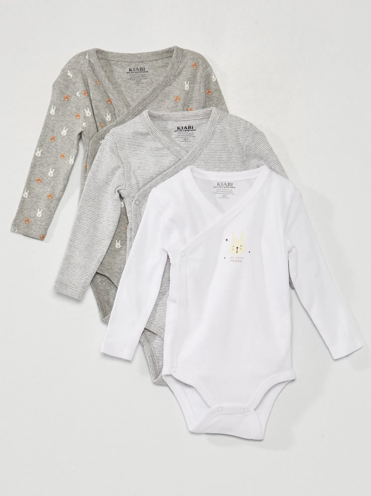 3-piece ribbed knit body set - GRAY.