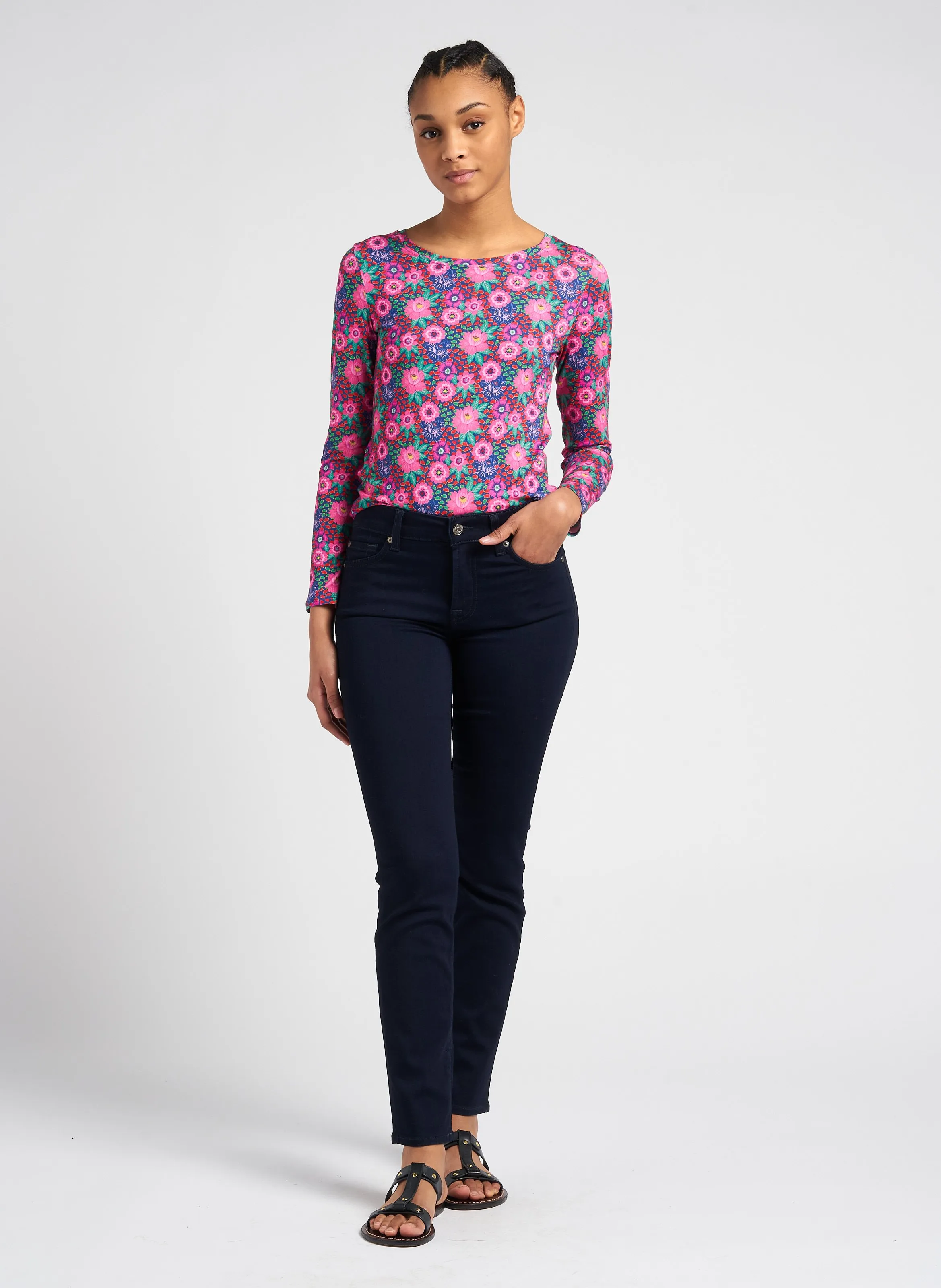  7 FOR ALL MANKIND   ROXANNE MAJESTY - Jeans slim a vita medio-alta in misto cotone | Blu