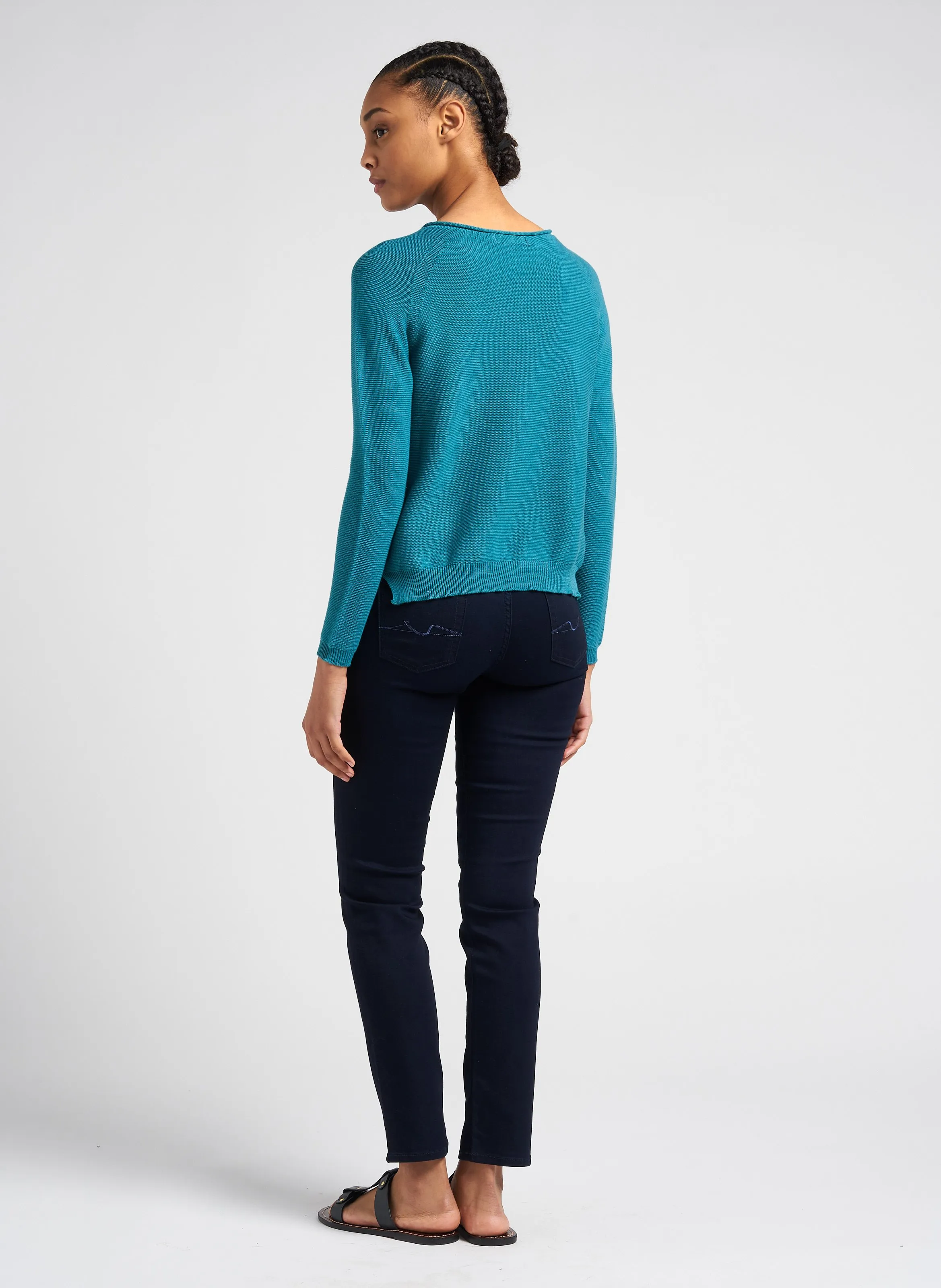  7 FOR ALL MANKIND   ROXANNE MAJESTY - Jeans slim a vita medio-alta in misto cotone | Blu