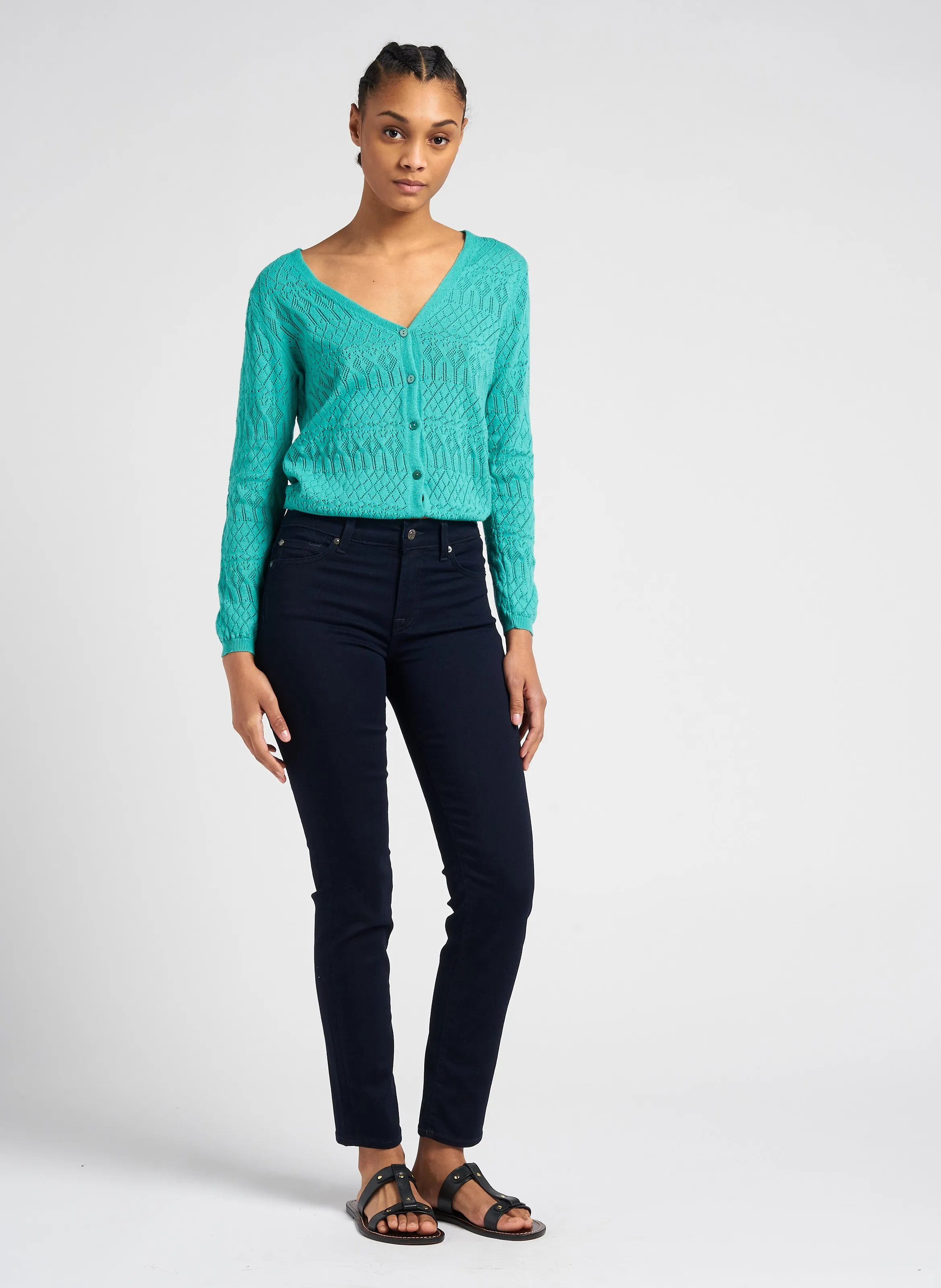  7 FOR ALL MANKIND   ROXANNE MAJESTY - Jeans slim a vita medio-alta in misto cotone | Blu