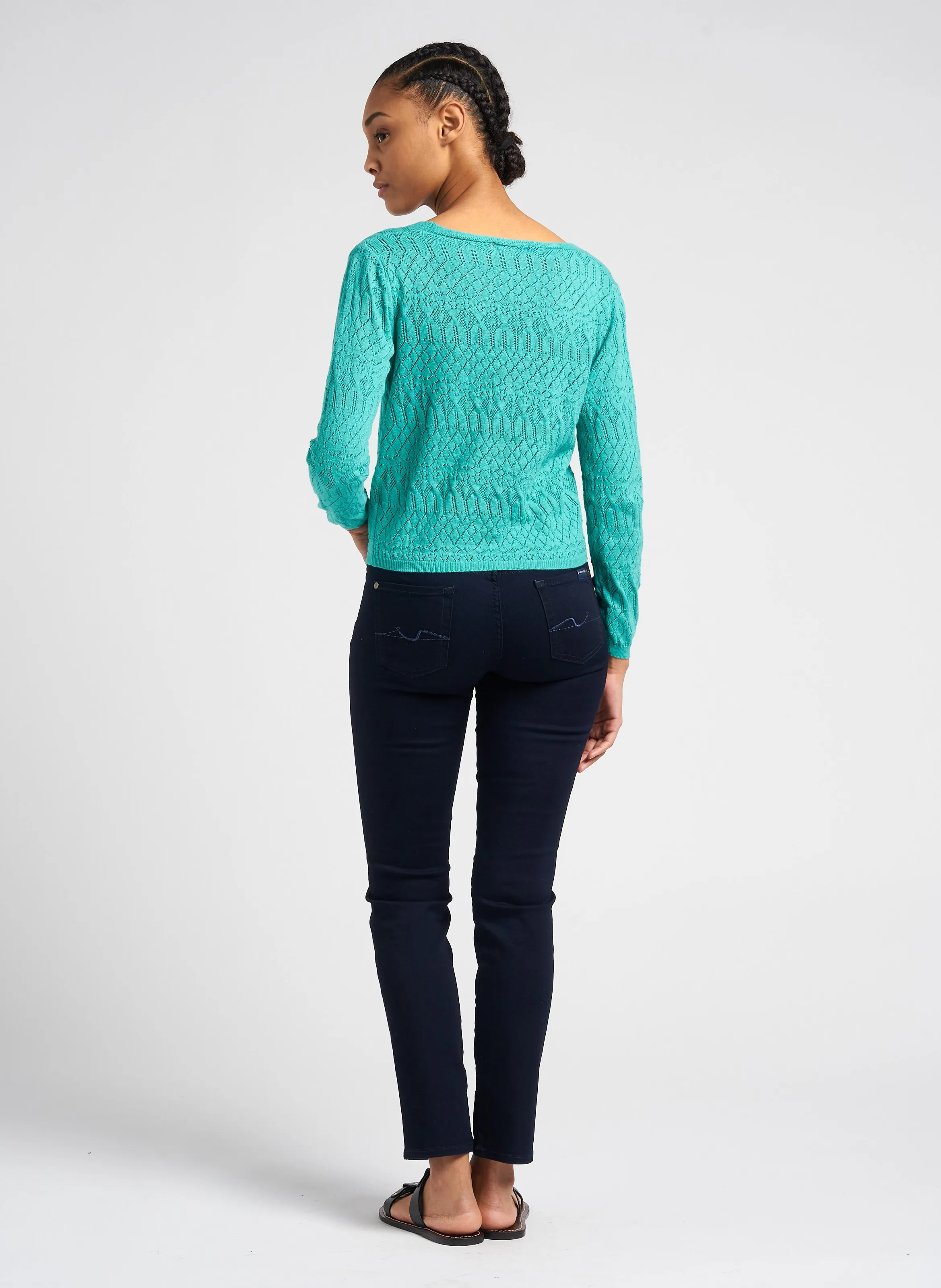  7 FOR ALL MANKIND   ROXANNE MAJESTY - Jeans slim a vita medio-alta in misto cotone | Blu