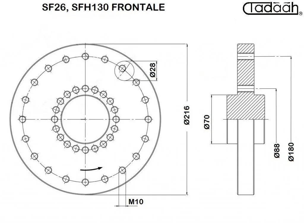 70AR40-KK Camma speciale Mandrini frontali per Schütte SF26, SFH 130