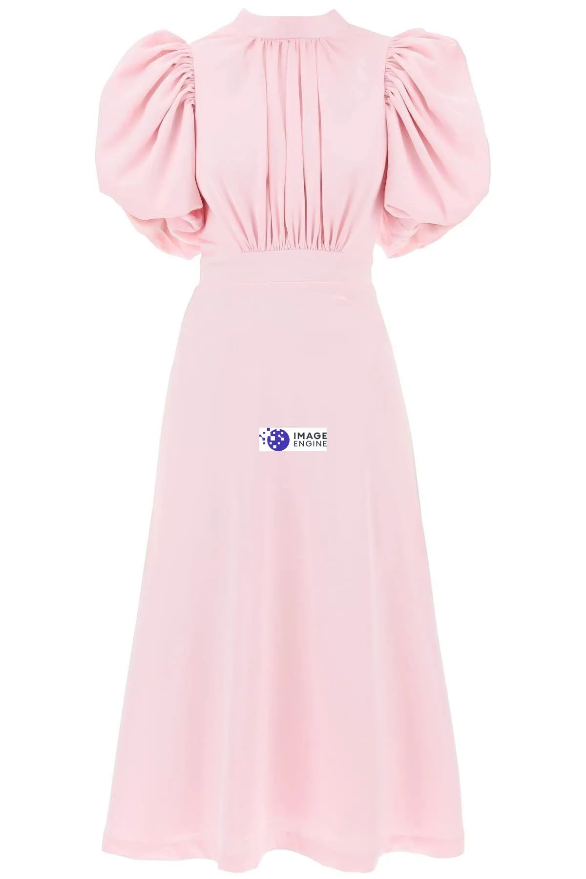 Abito midi in satin con maniche a palloncino