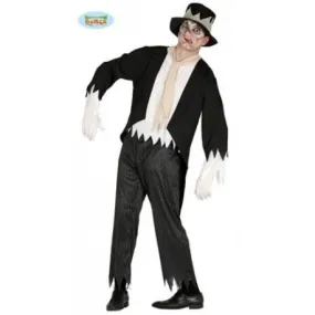Adult Zombie Monster Costume Size L - Complete Outfit with Hat, Jacket, Shirt, Scarf, Pants - Perfect for Halloween or Carnival