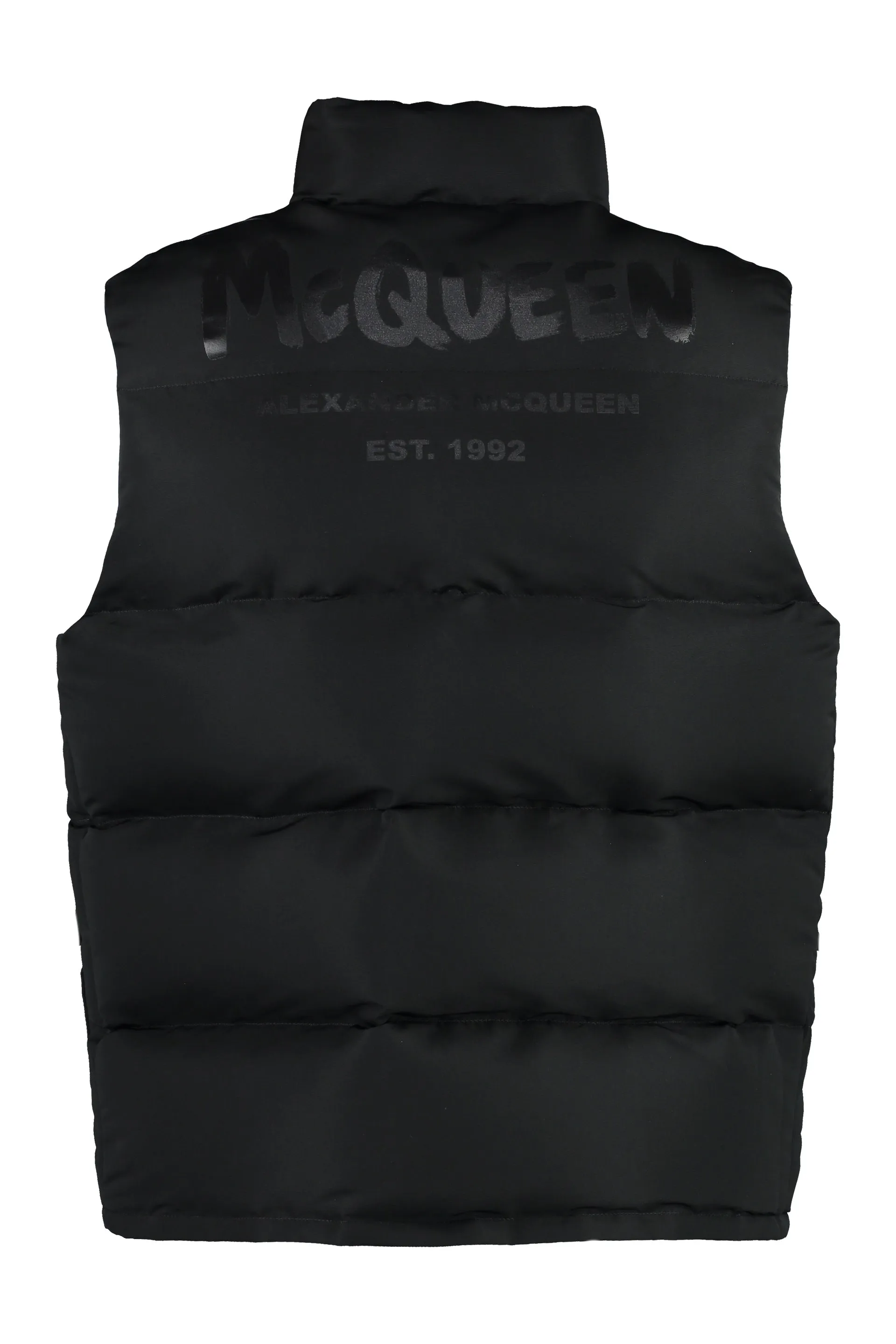 Alexander McQueen Puffer Gilet with Zip Closure - Graffiti Design.