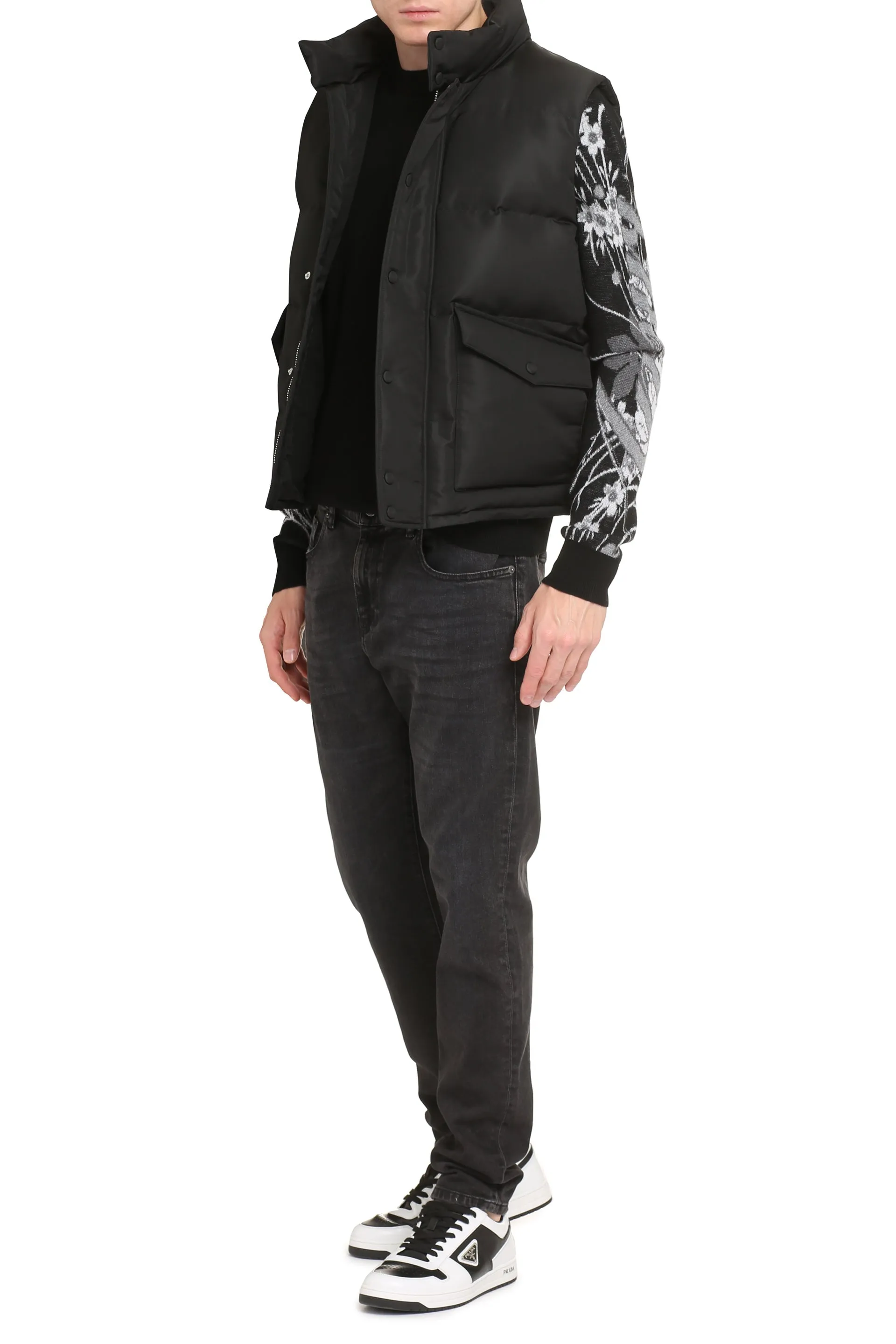 Alexander McQueen Puffer Gilet with Zip Closure - Graffiti Design.