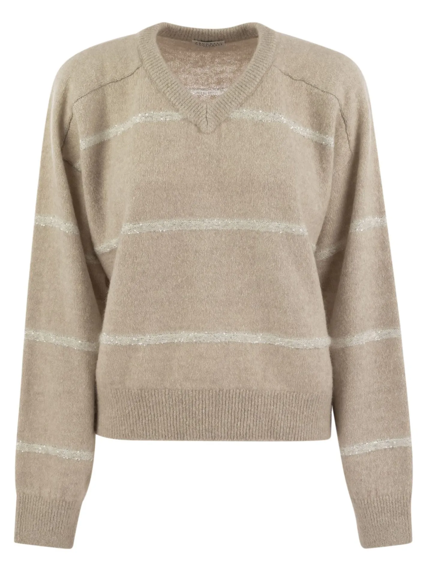 Alpaca, cotton and wool sweater with sequins