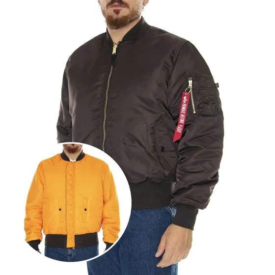 Alpha Industries MA-1 Hunter Brown - Giacca Invernale Reversibile Uomo Marrone    