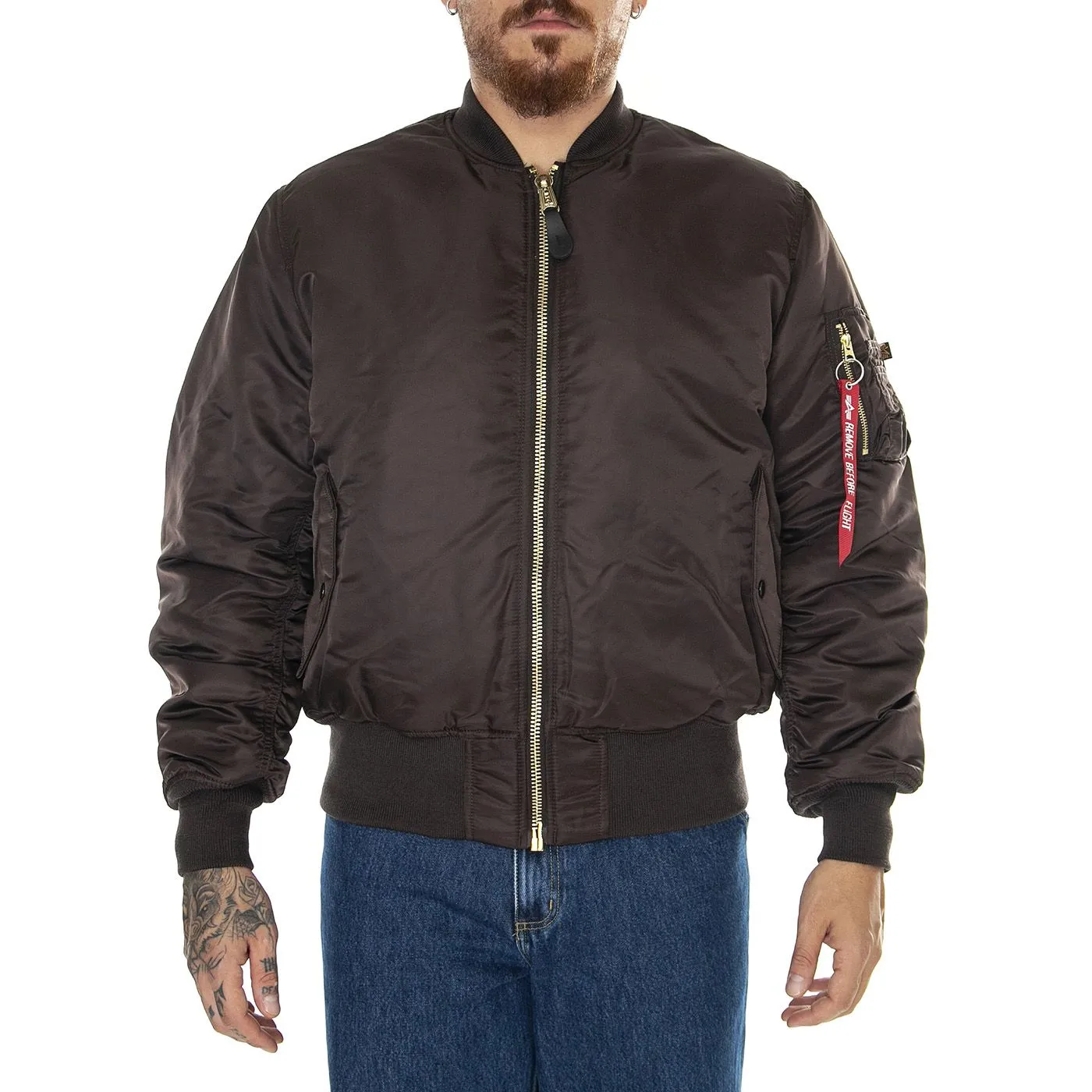 Alpha Industries MA-1 Hunter Brown - Giacca Invernale Reversibile Uomo Marrone    