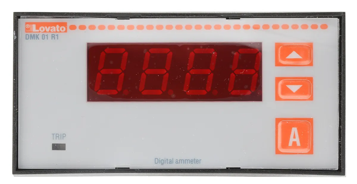 Amperometro digitale Lovato, c.a., foro L 91mm x H 45mm, ±0,5%