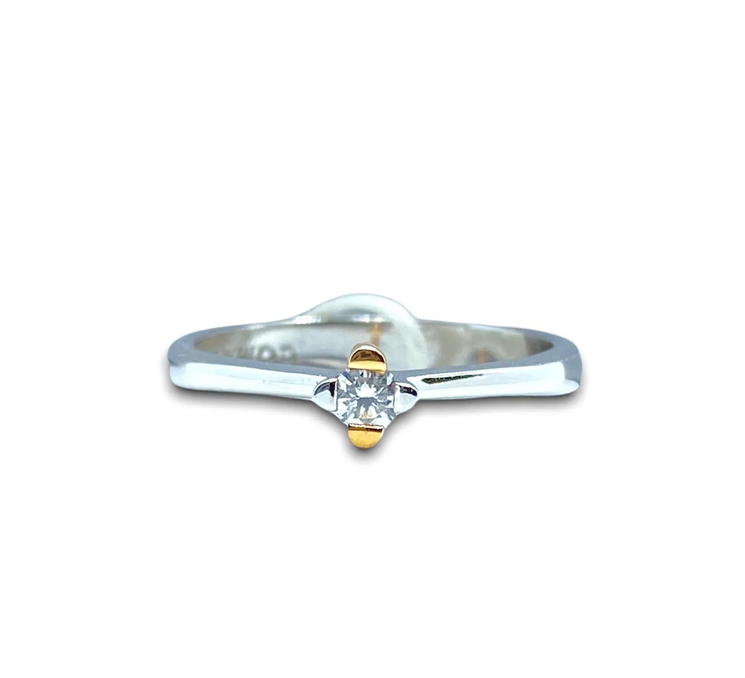 Anello Donna Solitario Comete Gioielli in Oro Bianco con Briillante Ct. 0.10