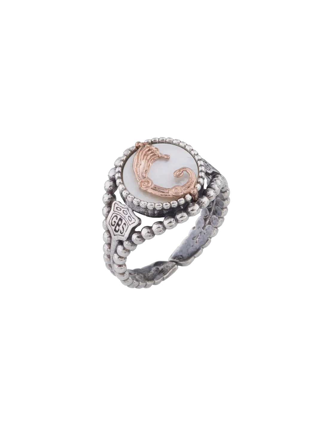 Anello Drago medal bianco