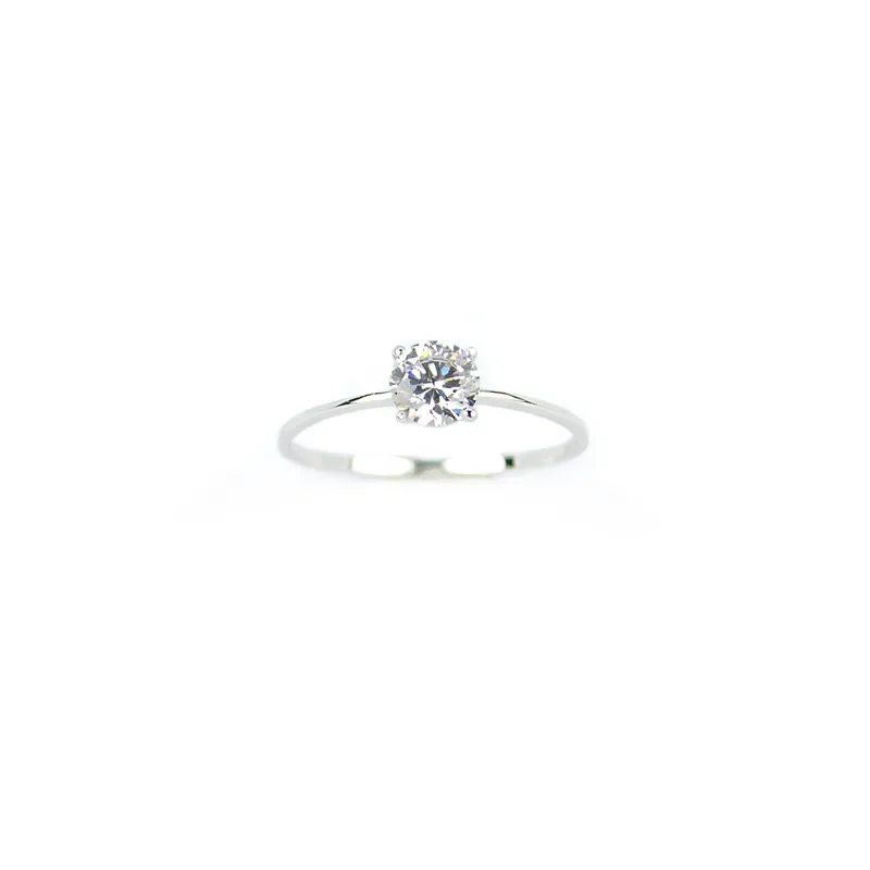 Anello solitario con zircone in oro bianco