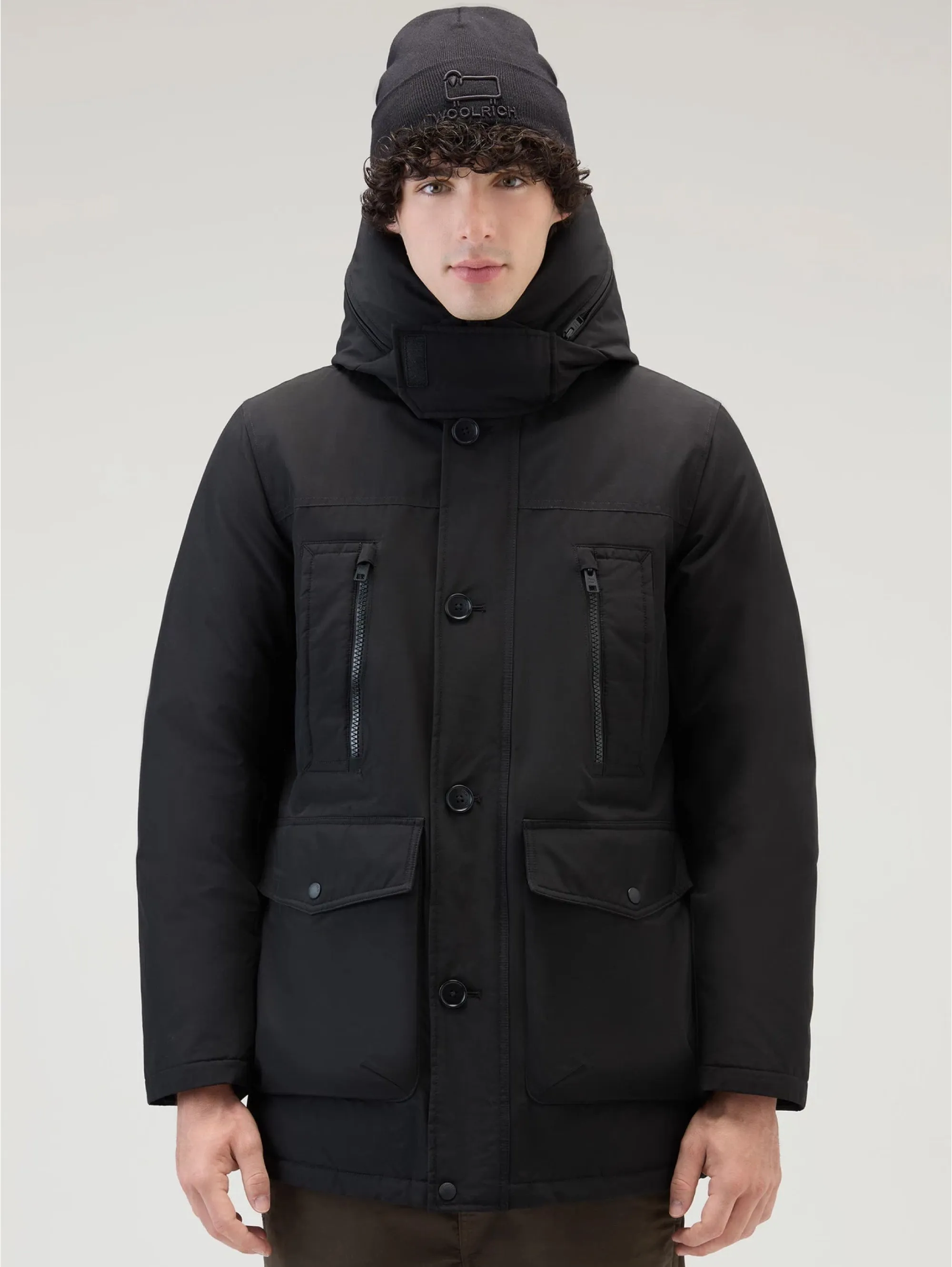 Arctic Parka in Black Revamped Ramar Cloth.