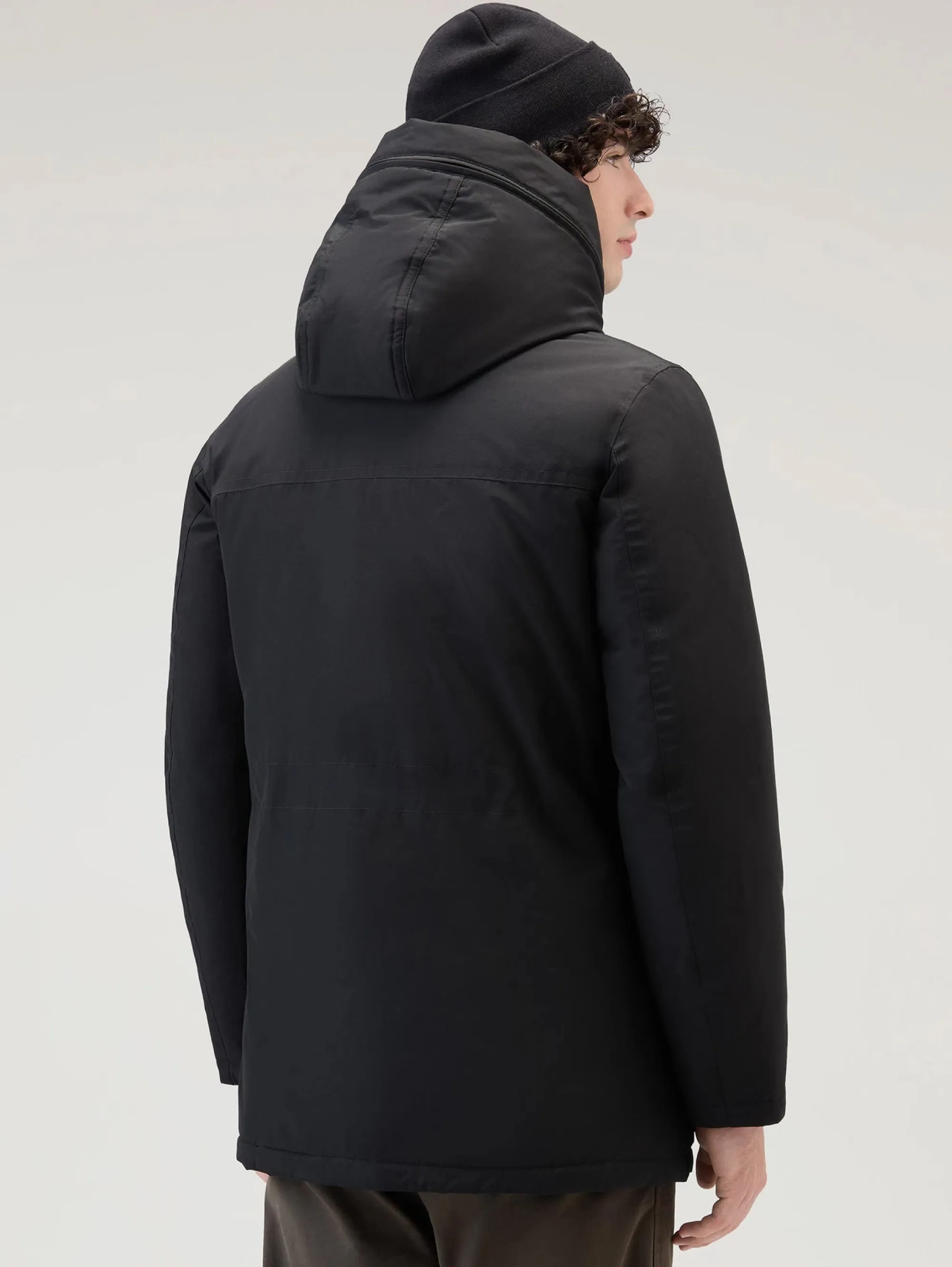 Arctic Parka in Black Revamped Ramar Cloth.