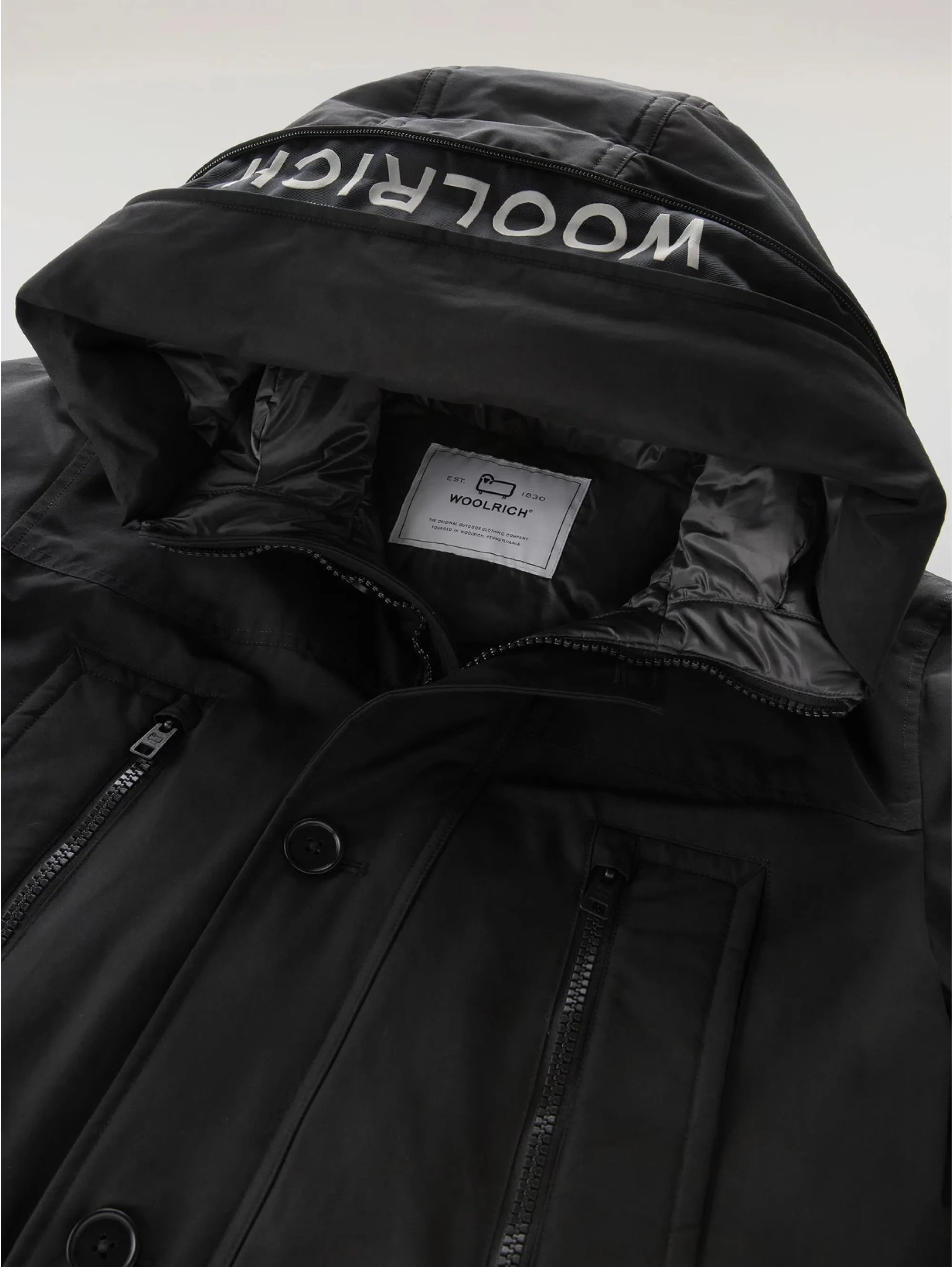 Arctic Parka in Black Revamped Ramar Cloth.