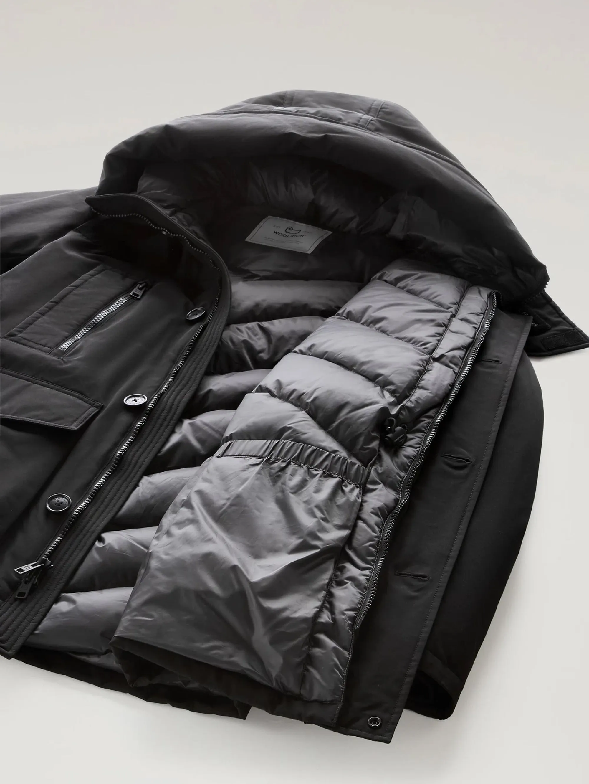 Arctic Parka in Black Revamped Ramar Cloth.