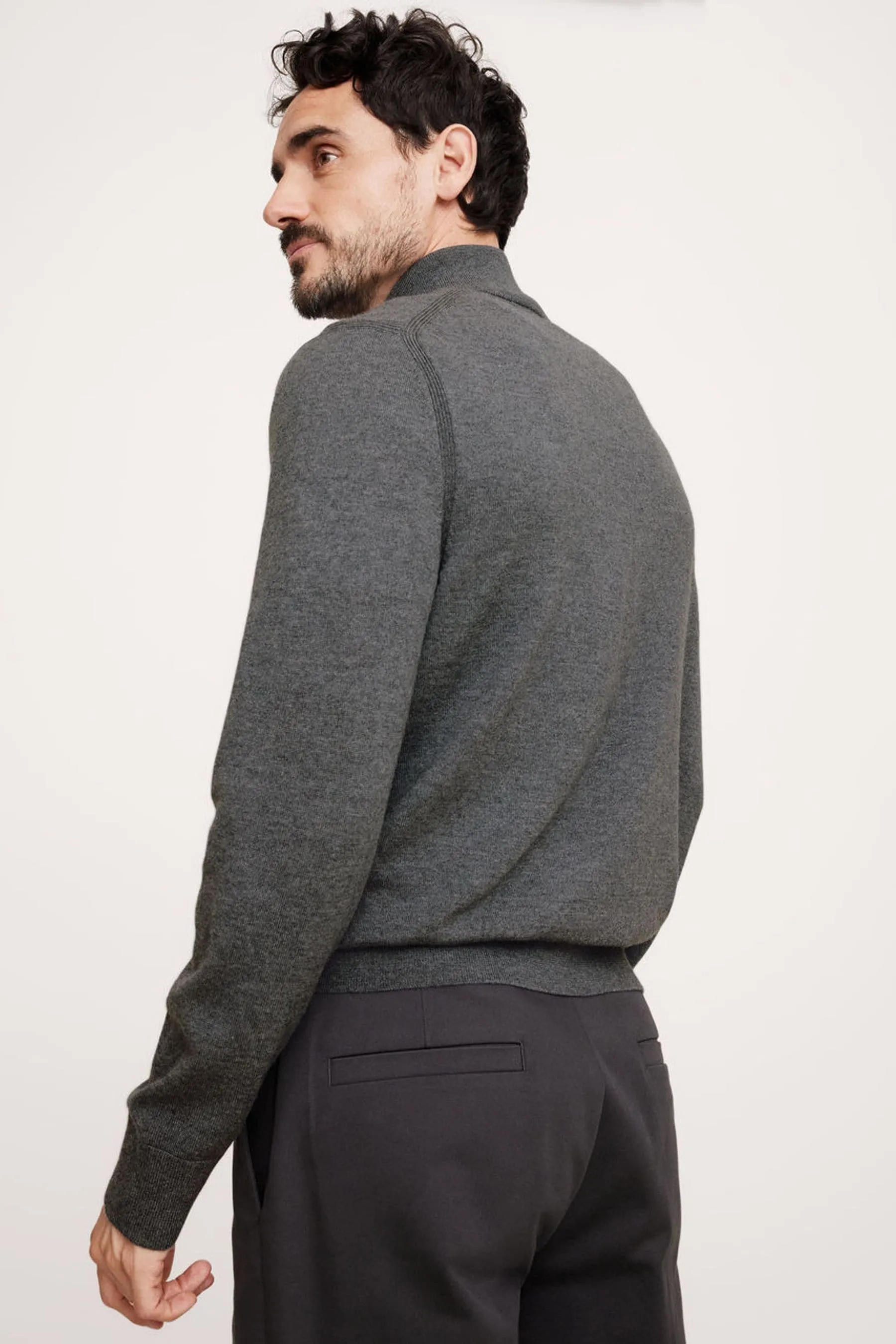 Banana Republic Lana Merino Italiana Mezza Zip Maglione    