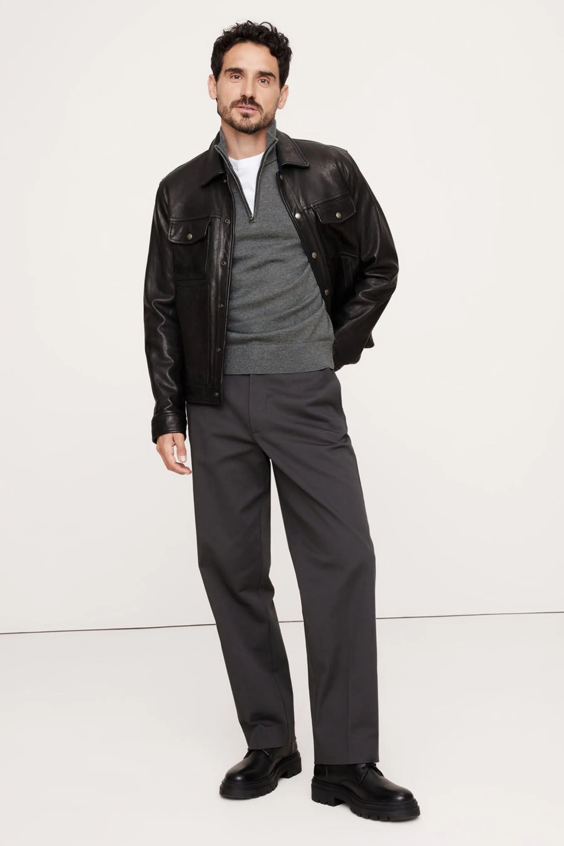 Banana Republic Lana Merino Italiana Mezza Zip Maglione    