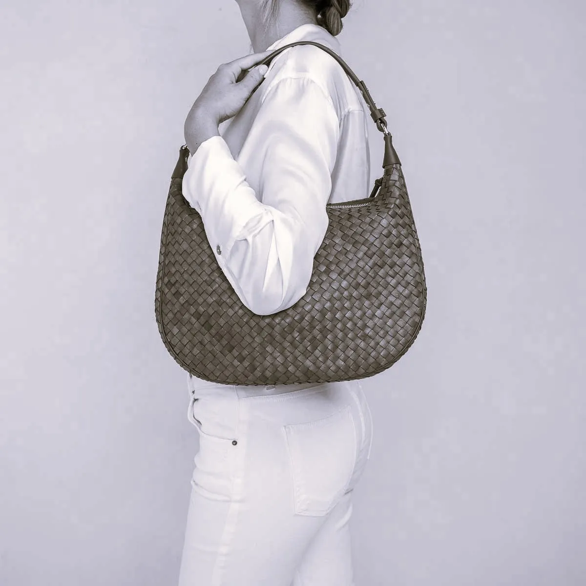 Beige Alba Intrecciato Handbag