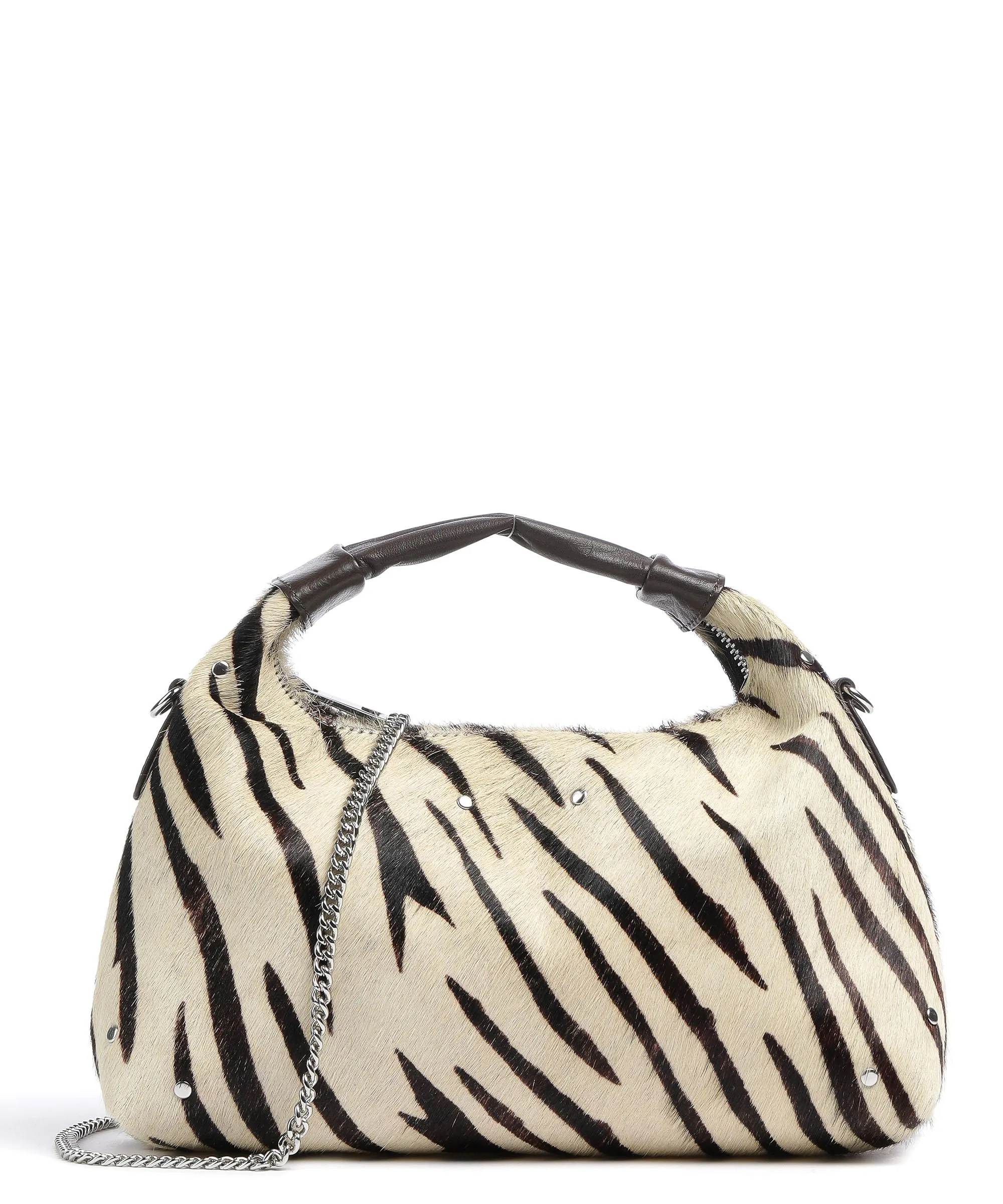 Beige Fur Hobo Bag by Núnoo Deluxe Dandy