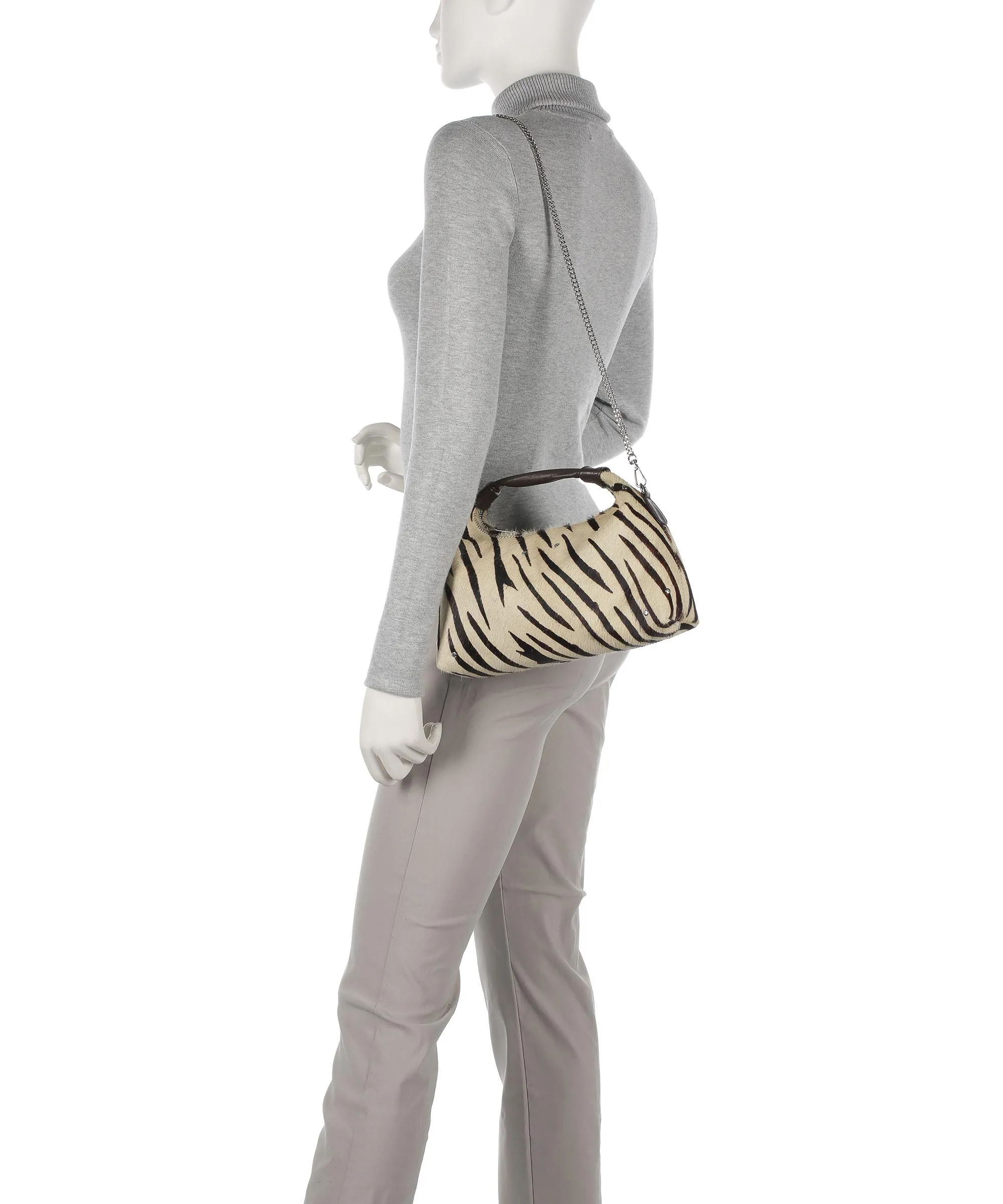Beige Fur Hobo Bag by Núnoo Deluxe Dandy