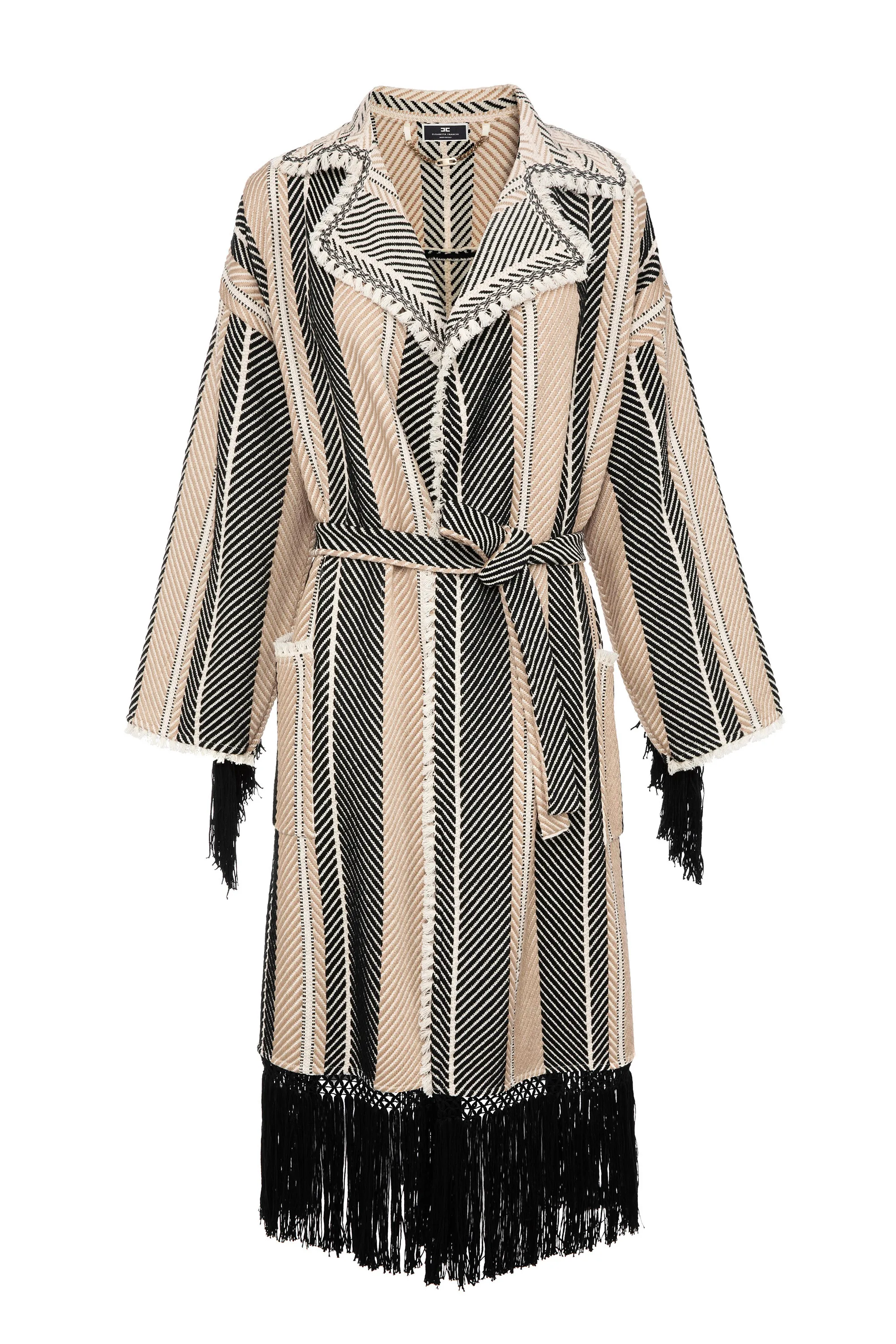 Bicolor fringed deconstructed coat.
