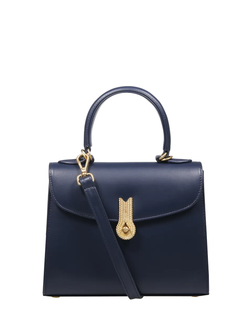 Big Queen Dark Blue Calf Leather Handbag by Amato Daniele