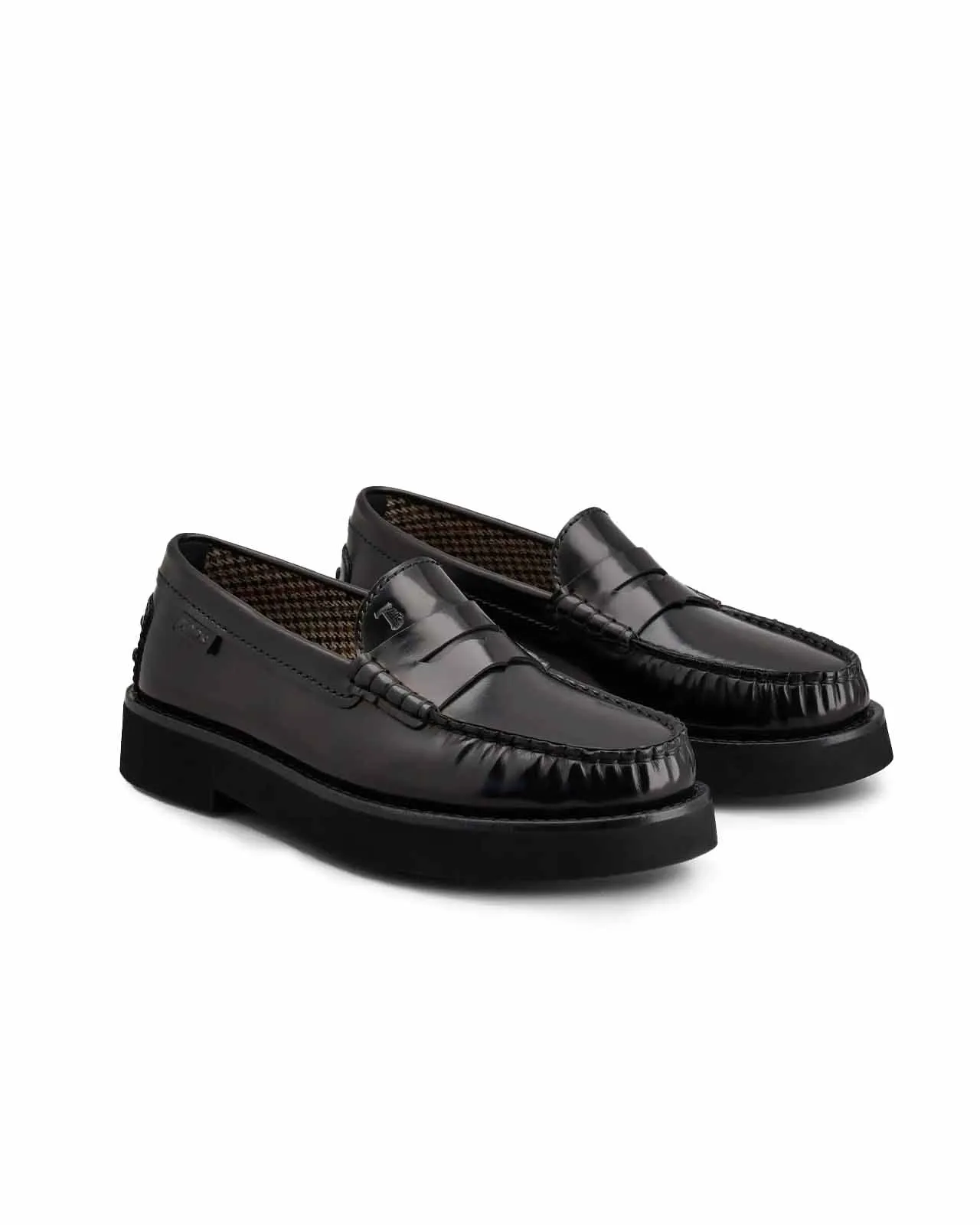 Black brushed leather platform moccasin