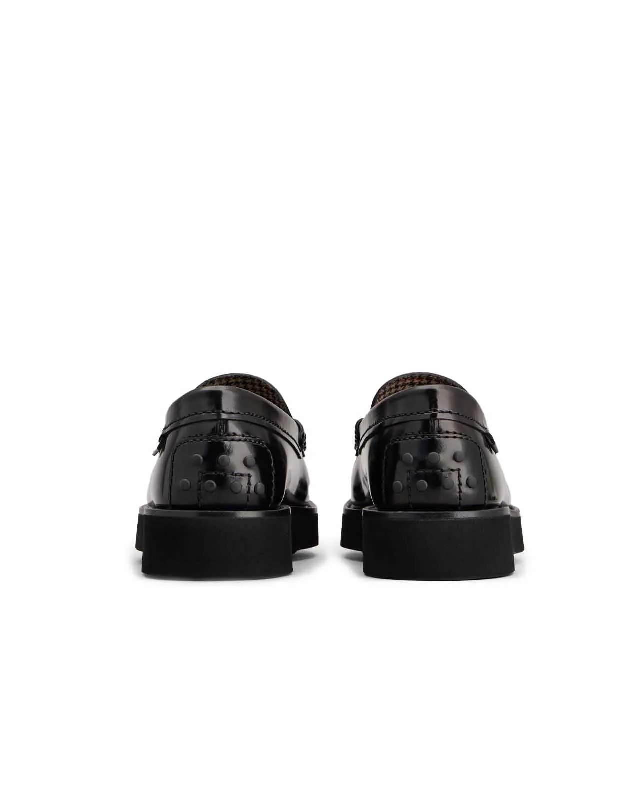 Black brushed leather platform moccasin