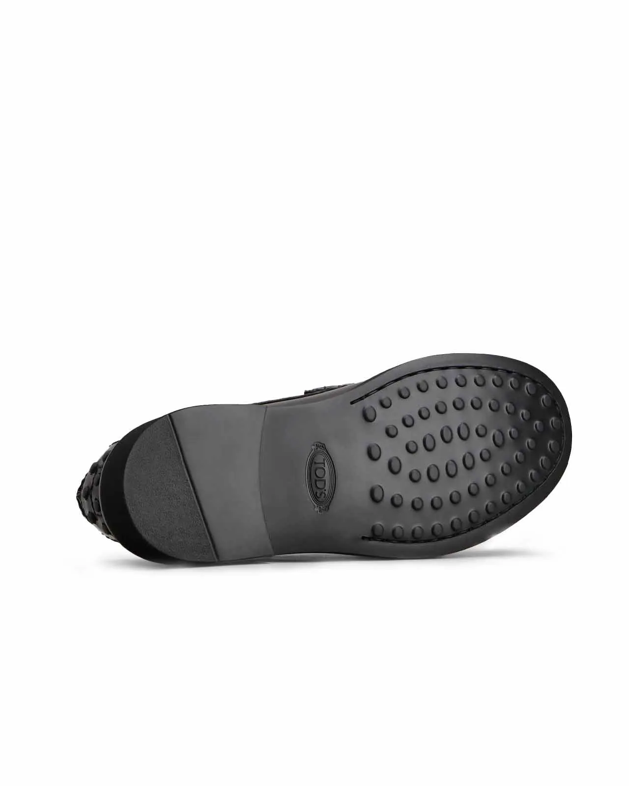 Black brushed leather platform moccasin