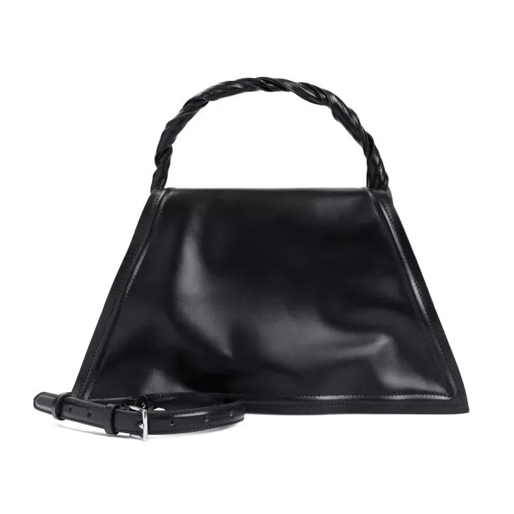 Black Cow Leather Handbag by Paris Best Wire in Black