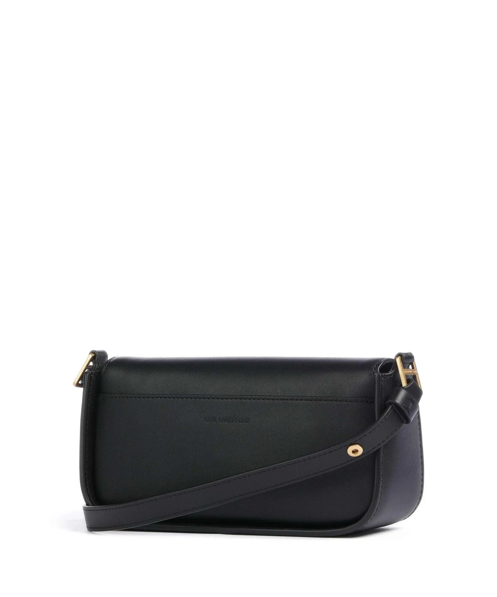Black Cowhide Leather K/Signature Crossbody Bag by Karl Lagerfeld