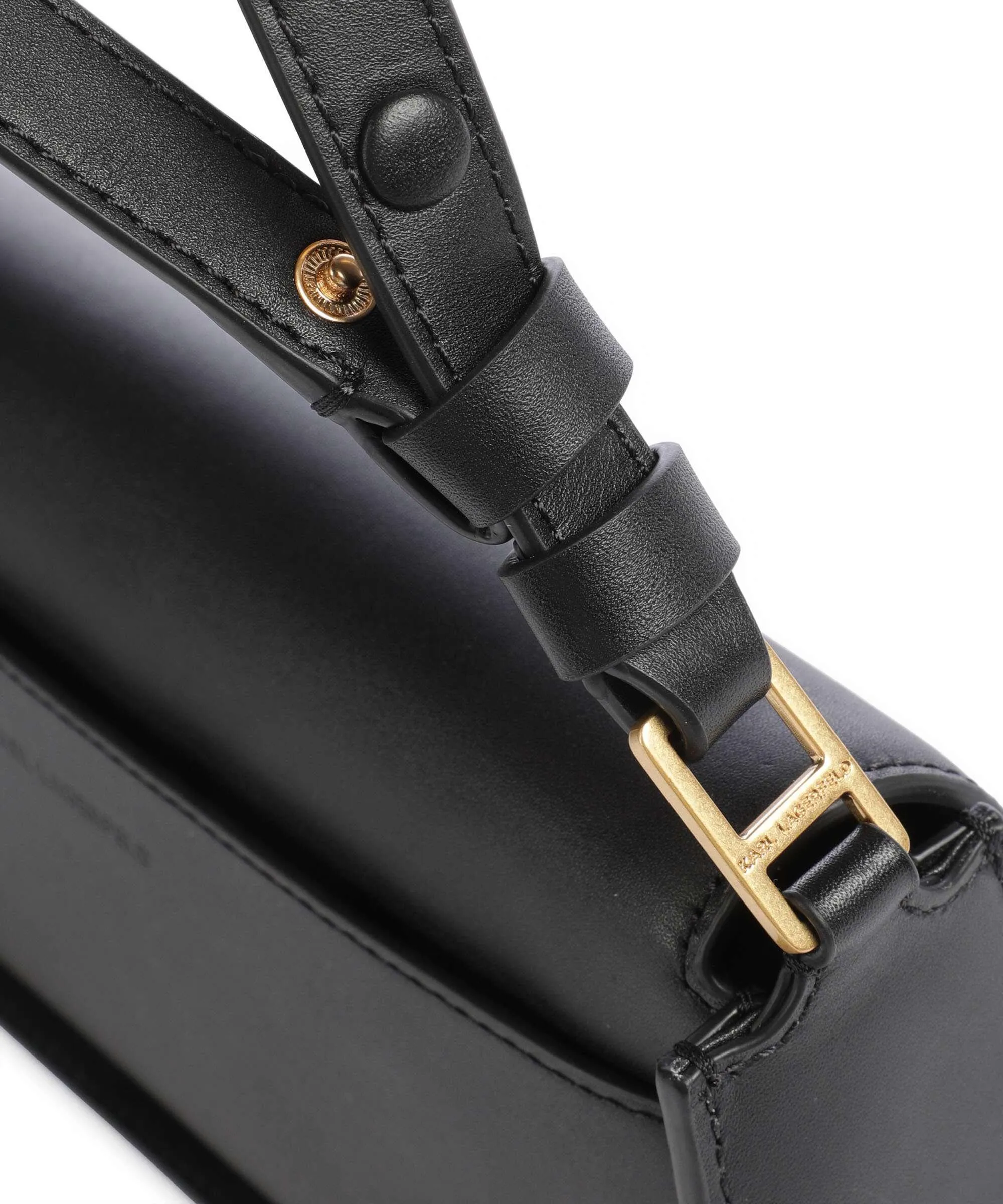 Black Cowhide Leather K/Signature Crossbody Bag by Karl Lagerfeld