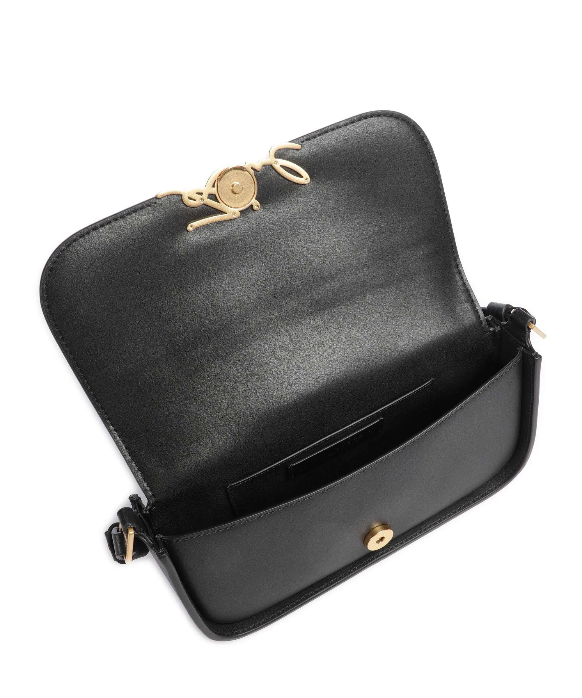 Black Cowhide Leather K/Signature Crossbody Bag by Karl Lagerfeld