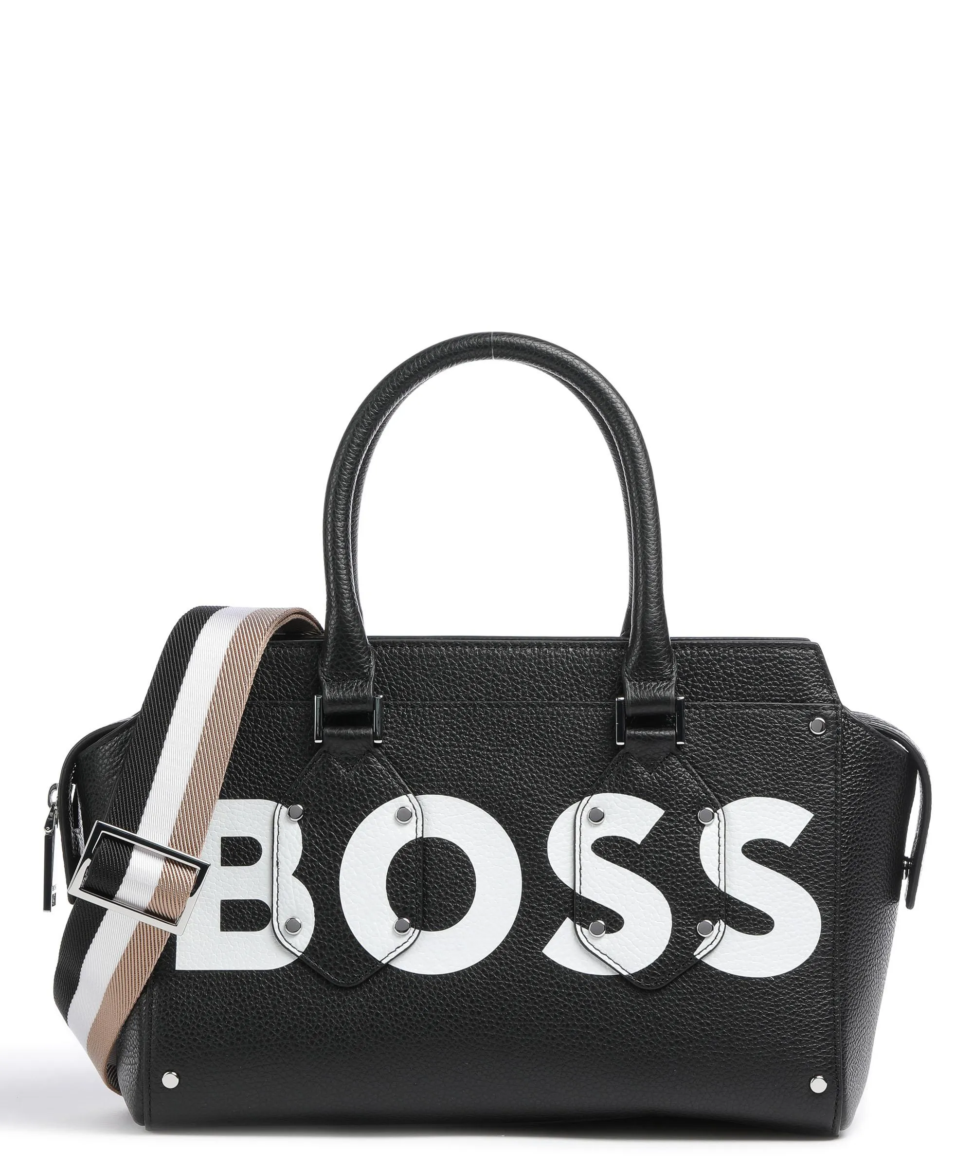 Black Grain Leather Handbag by BOSS Ivy
