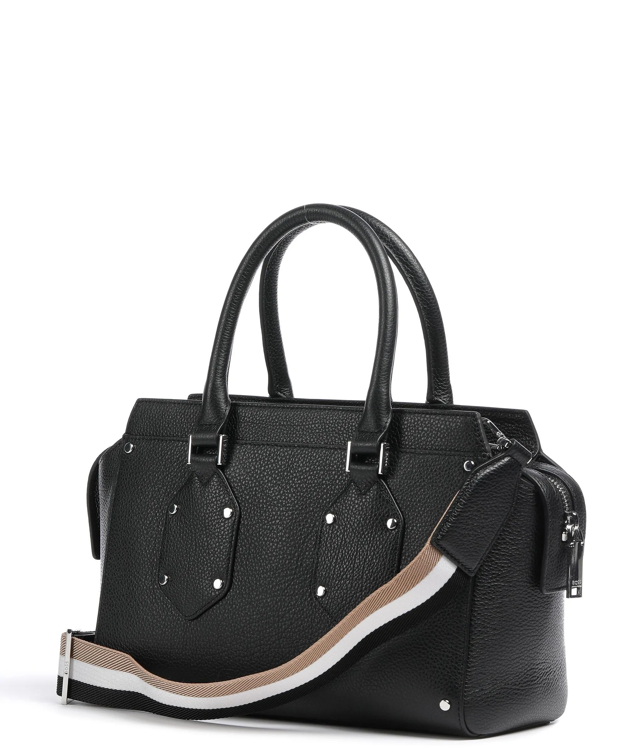 Black Grain Leather Handbag by BOSS Ivy