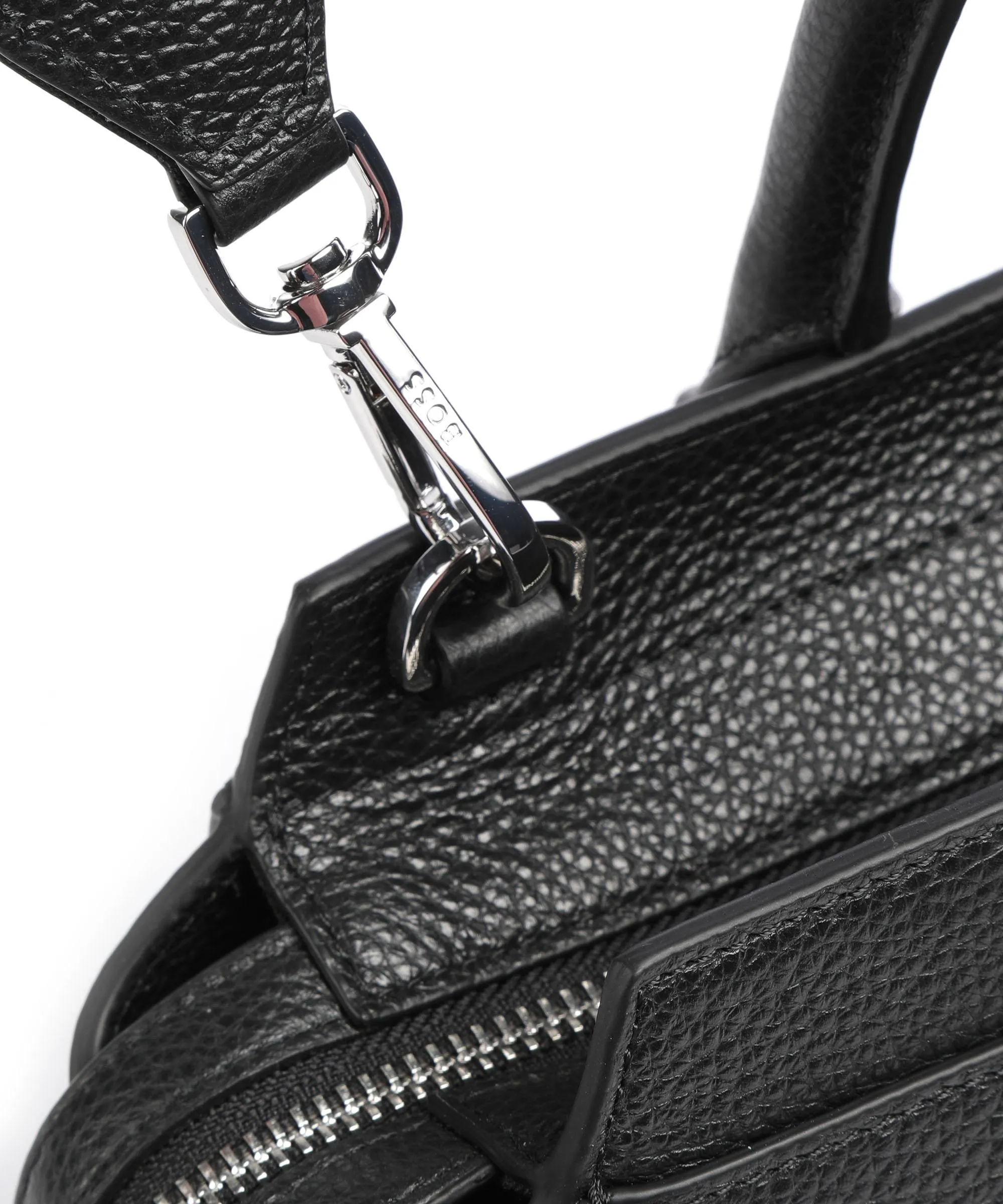 Black Grain Leather Handbag by BOSS Ivy