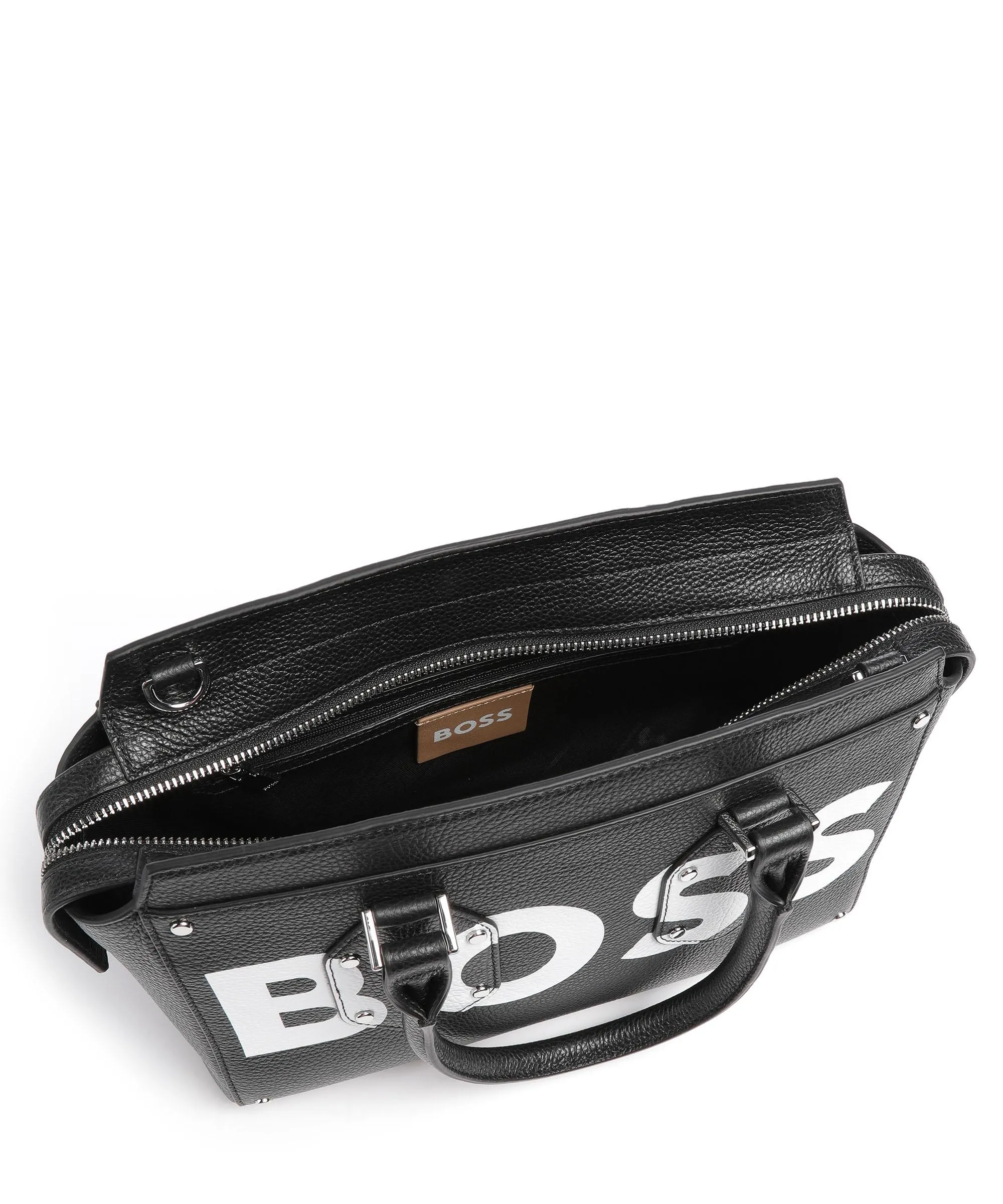 Black Grain Leather Handbag by BOSS Ivy