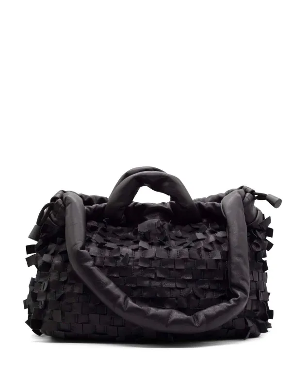 Black Leather Handbag with Shoulder Strap