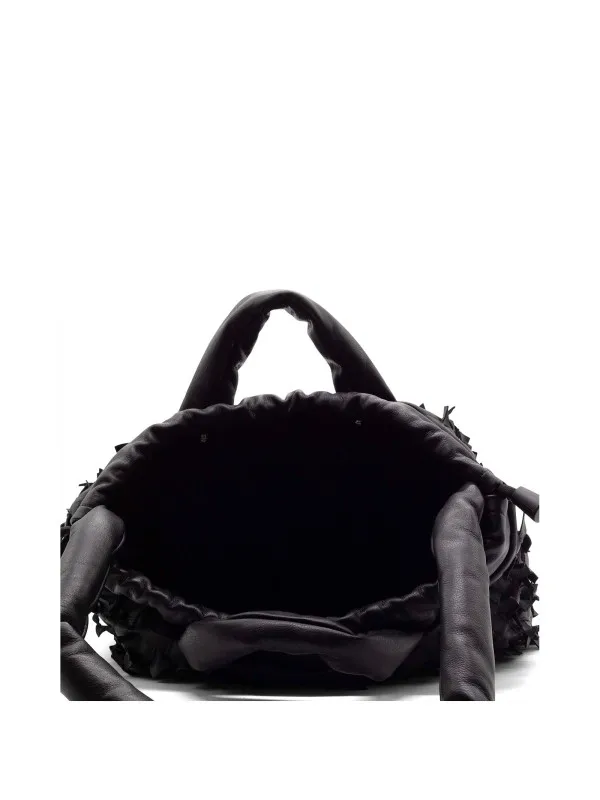 Black Leather Handbag with Shoulder Strap