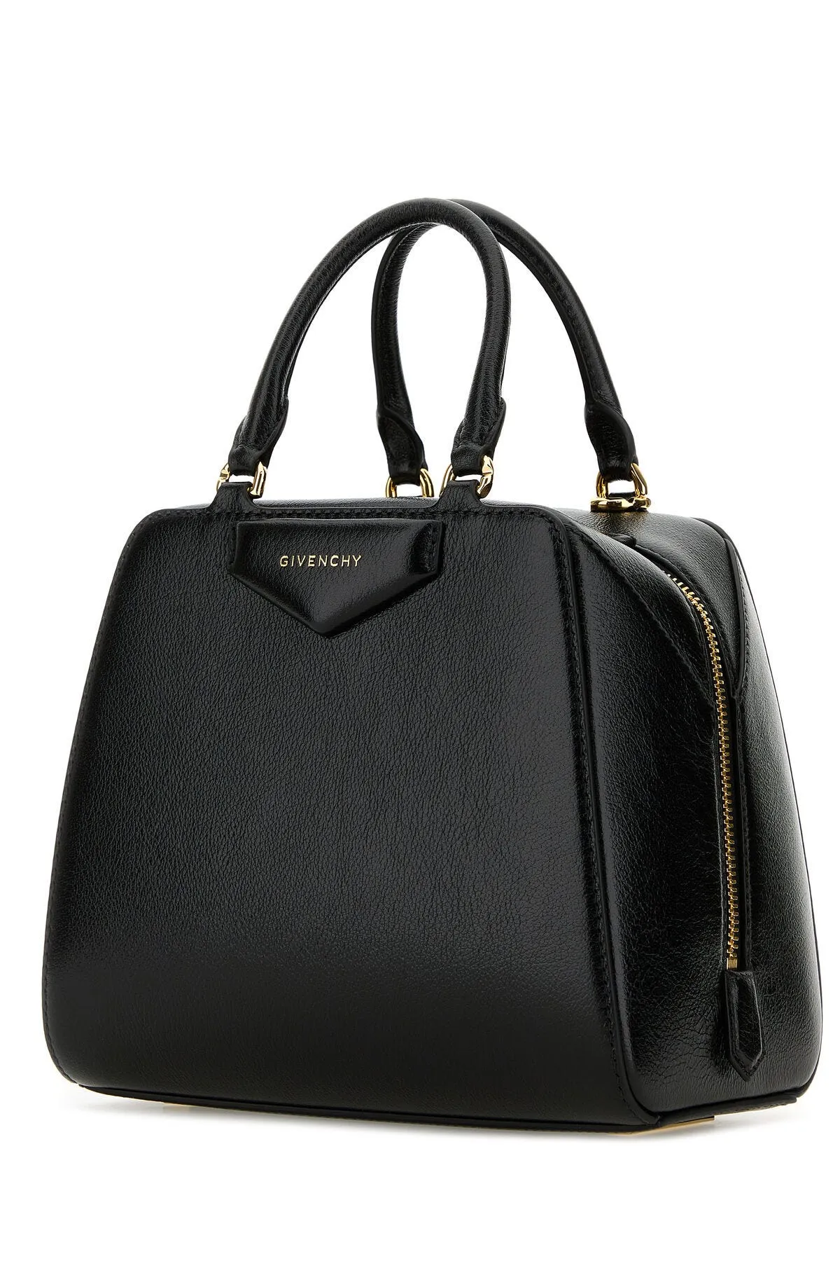 Black Leather Mini Antigona Cube Handbag