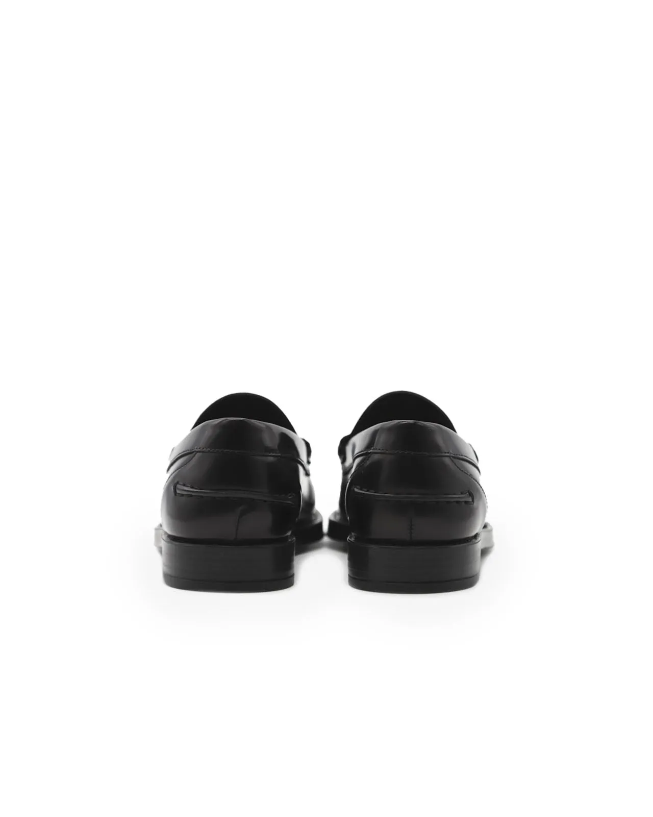 Black leather moccasin with rubber soles