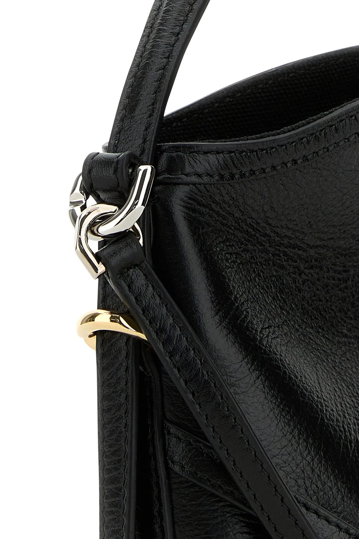 Black Leather Nano Voyou Handbag
