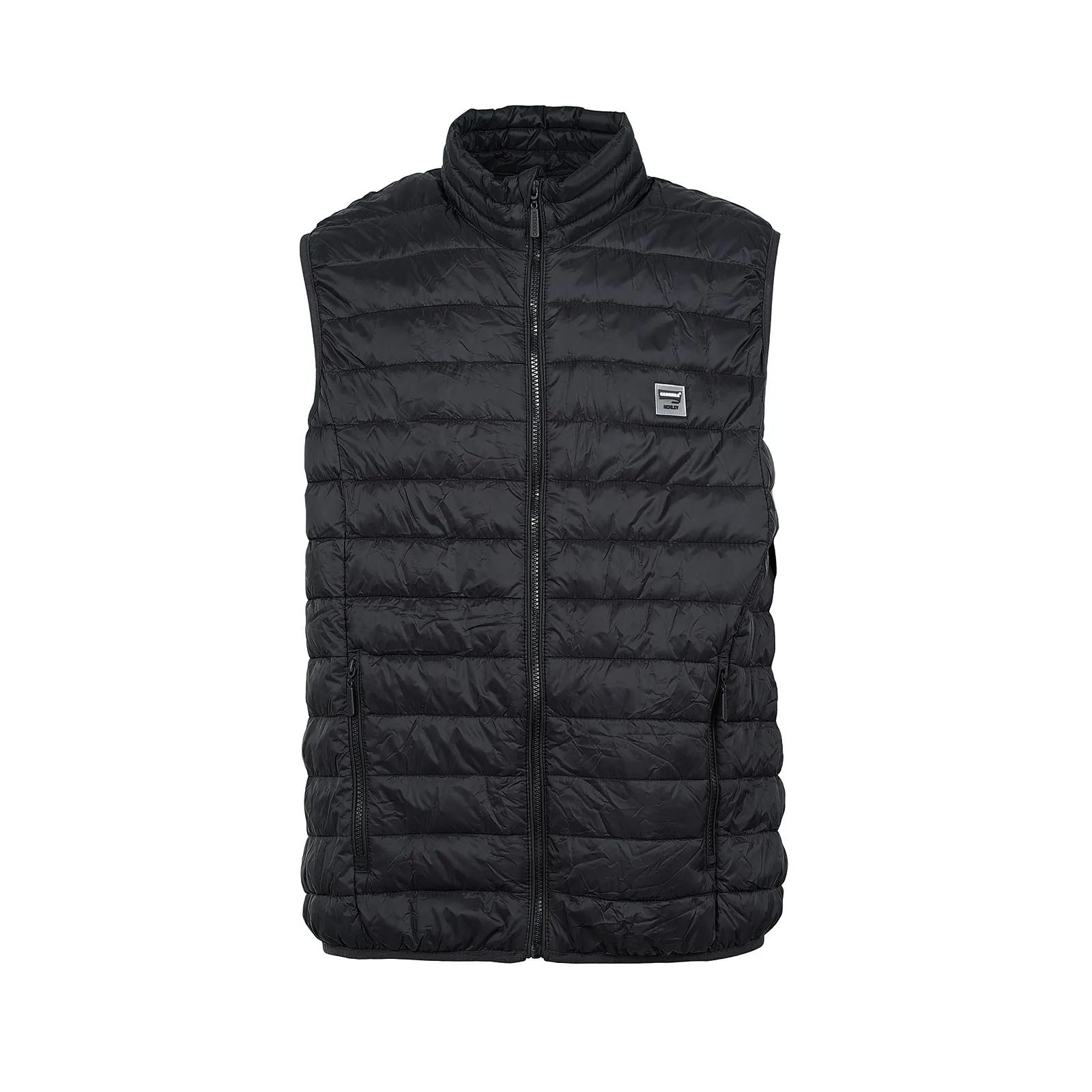 Black padded vest with pockets and zip