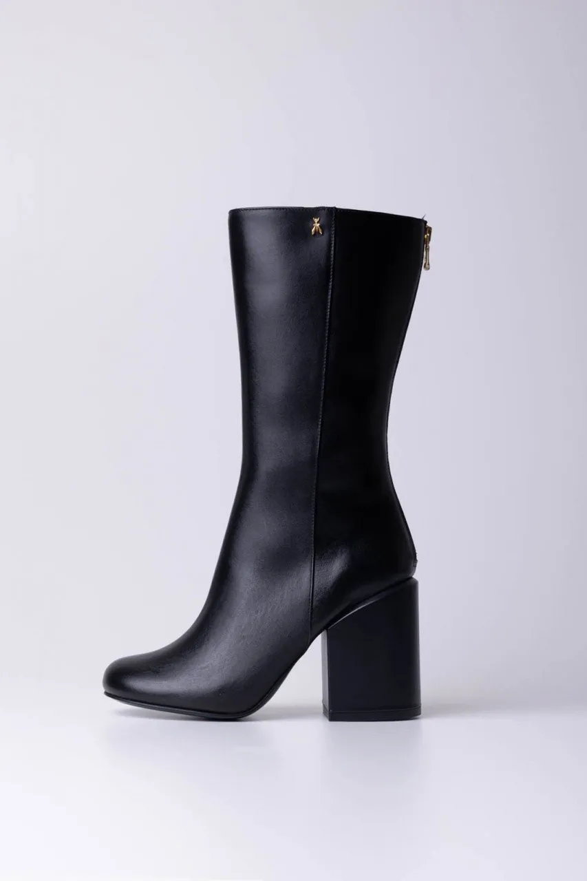 Black square heel boots