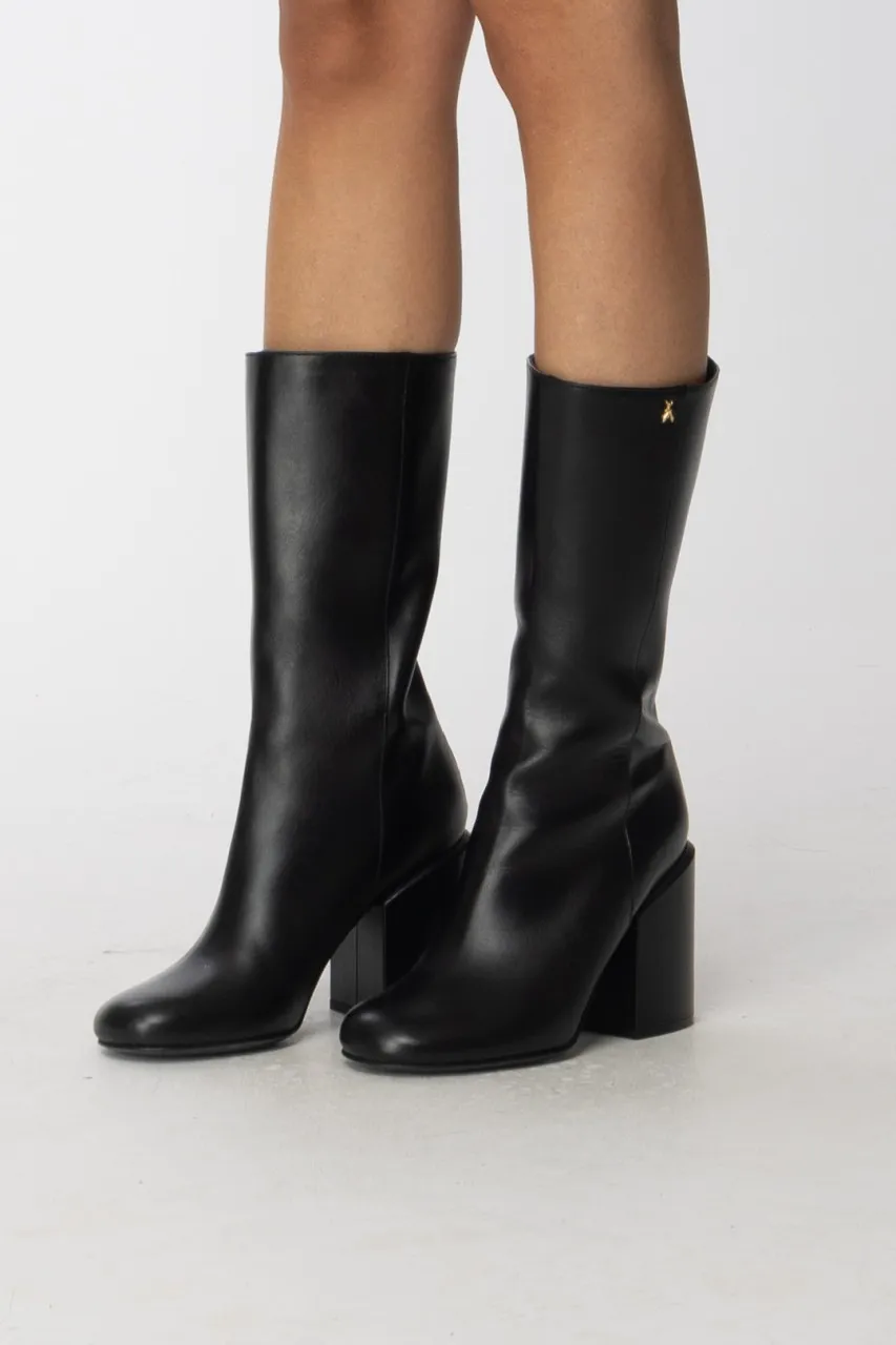 Black square heel boots