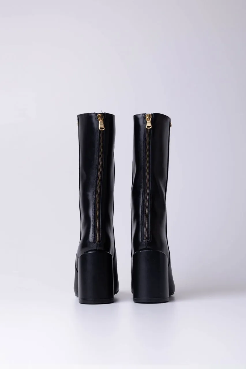 Black square heel boots